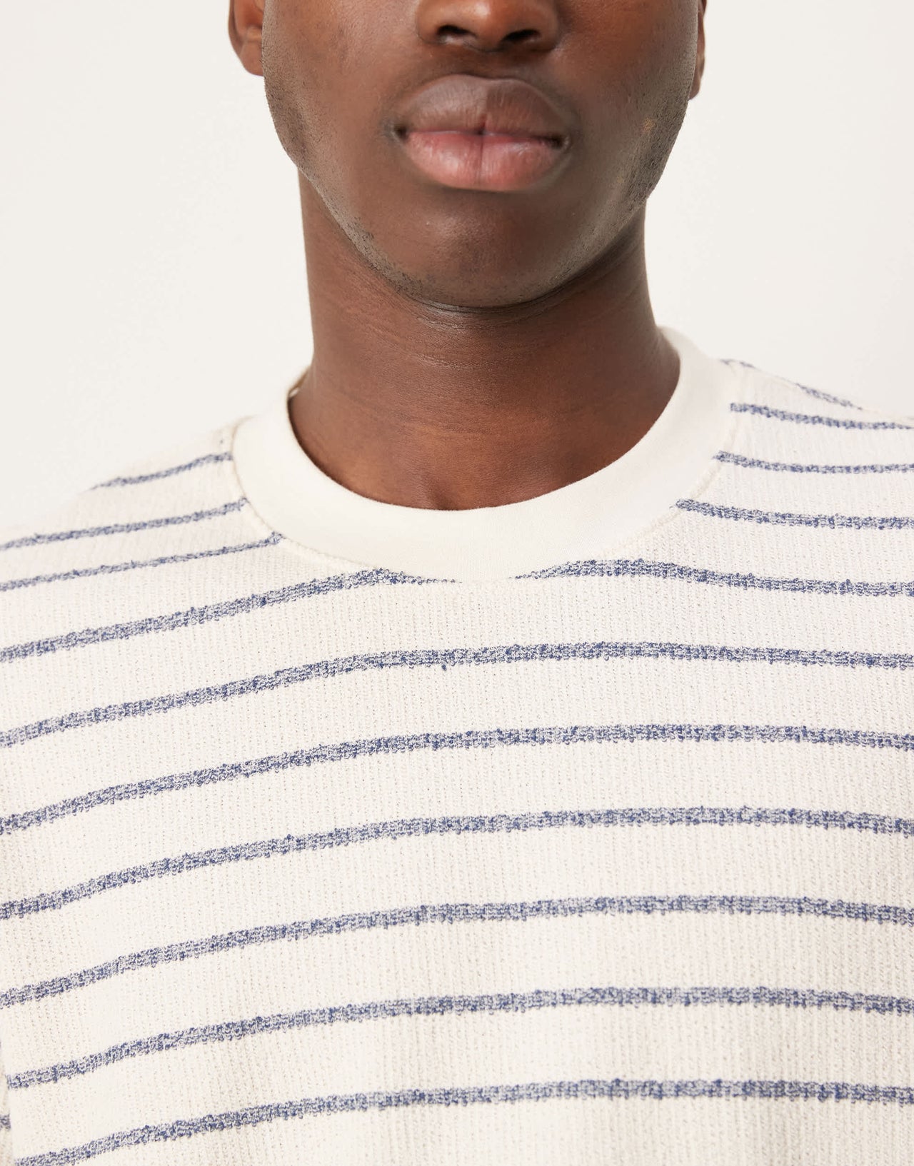 Selected knitted t-shirt in cream blue stripe