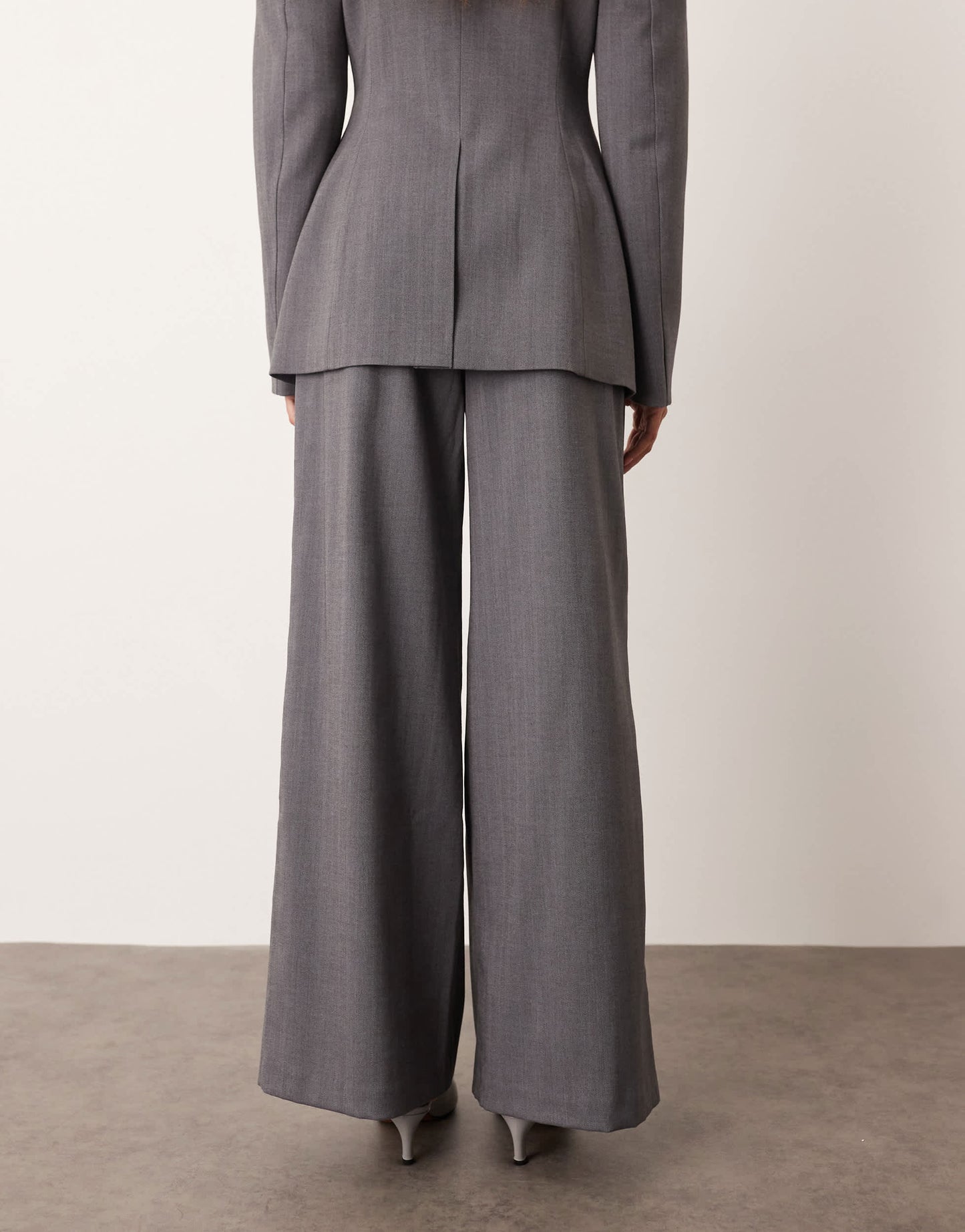 ARRANGE co -ord tailored wide leg trouser with pleats in slate grey