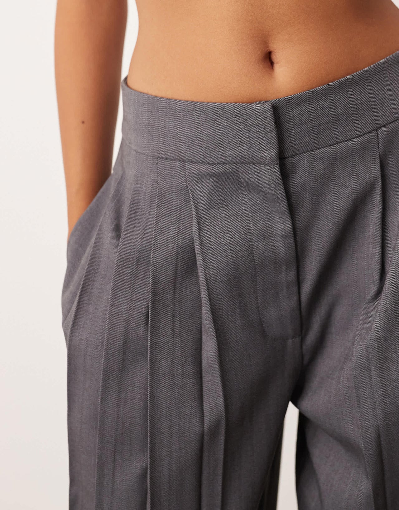 ARRANGE co -ord tailored wide leg trouser with pleats in slate grey