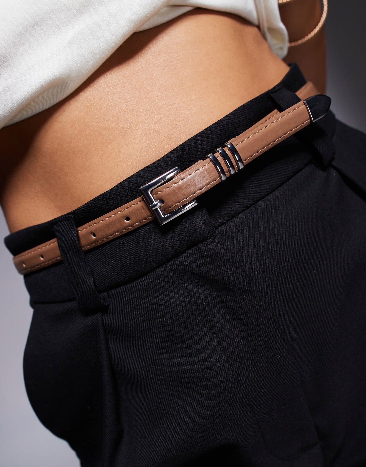 River Island Petite belted tailored short in black