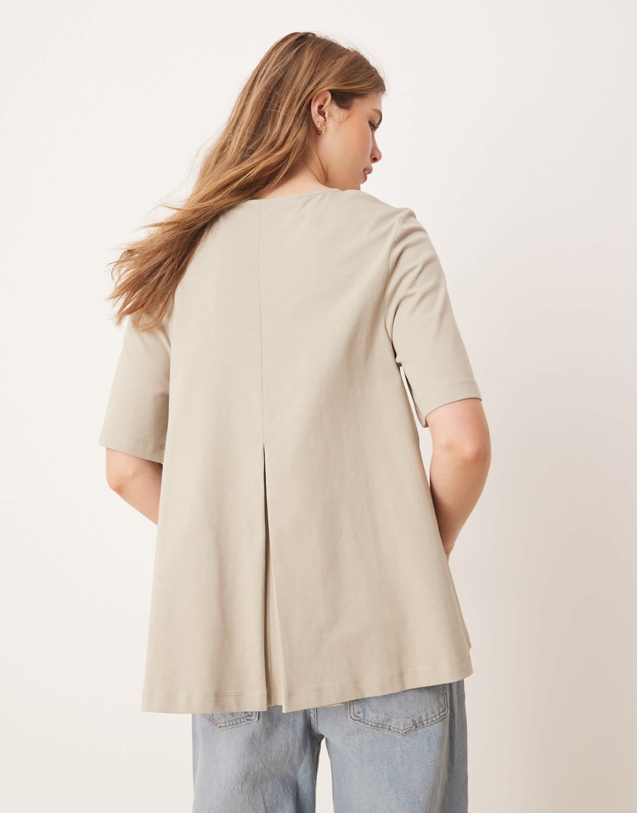 ASOS DESIGN pleat front trapeze t-shirt in light khaki