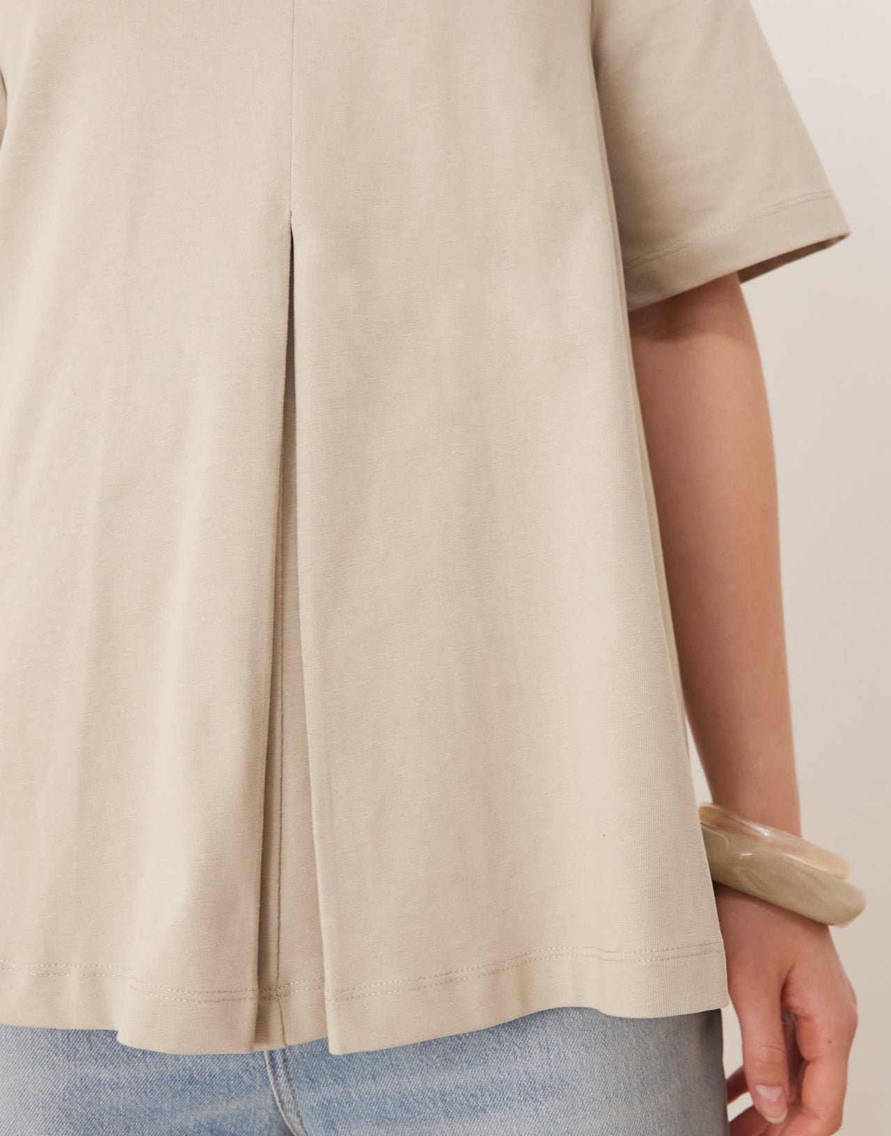 ASOS DESIGN pleat front trapeze t-shirt in light khaki