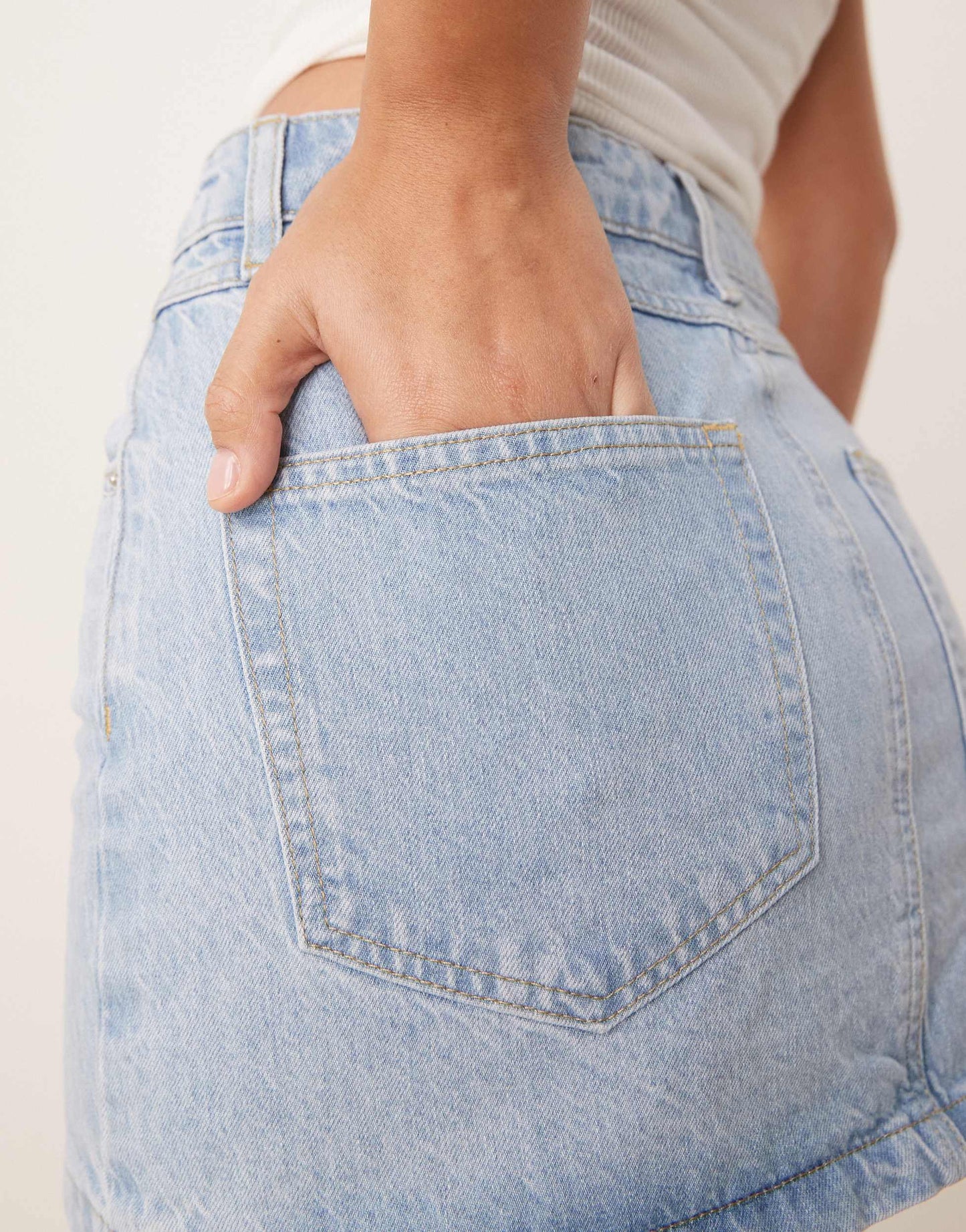 ASOS DESIGN denim pelmet skirt in lightwash co-ord