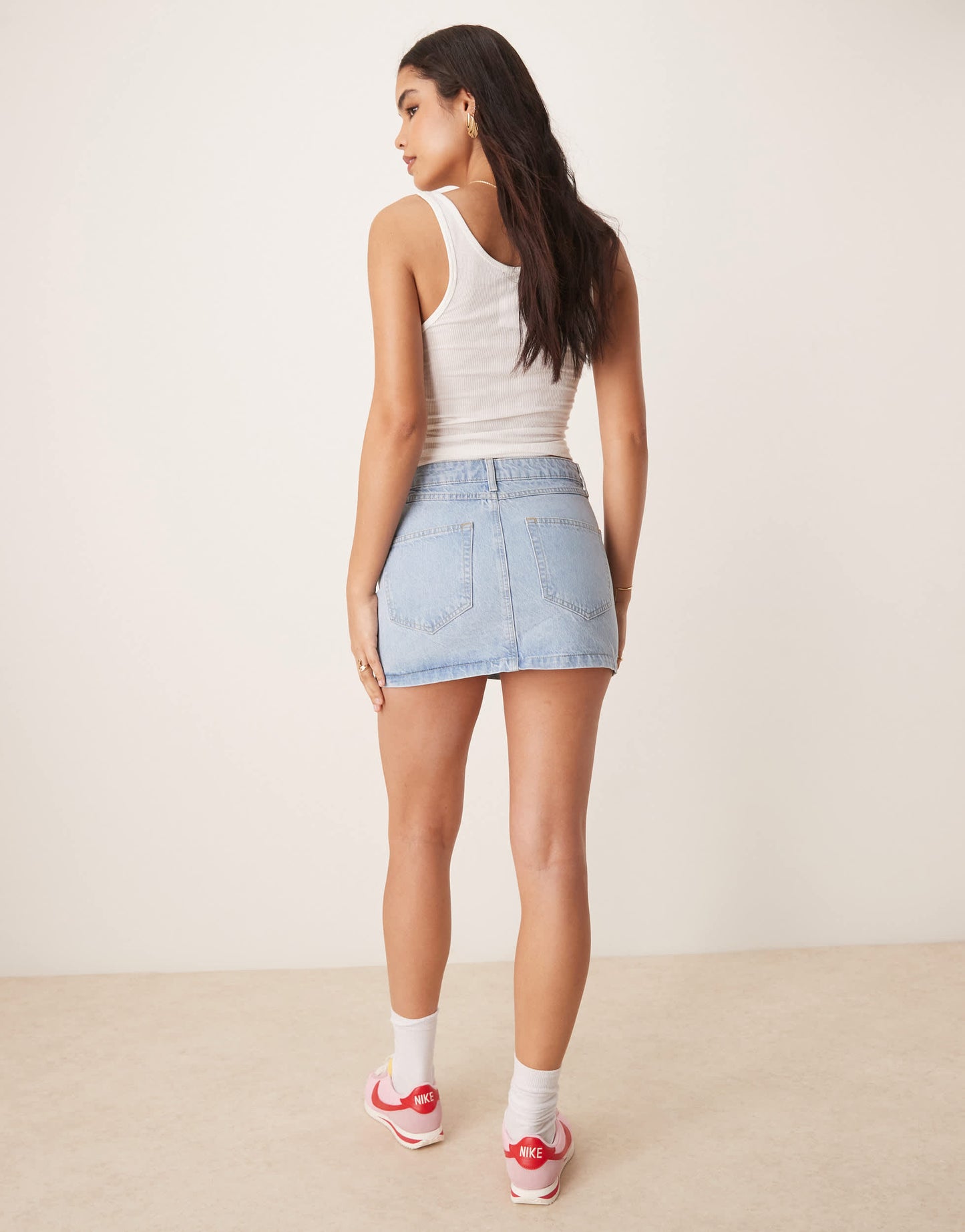 ASOS DESIGN denim pelmet skirt in lightwash co-ord