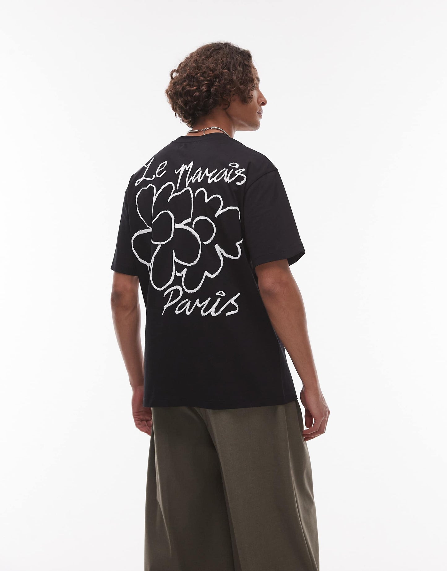 Topman relaxed fit t-shirt with front and back Le Marais raised print in black