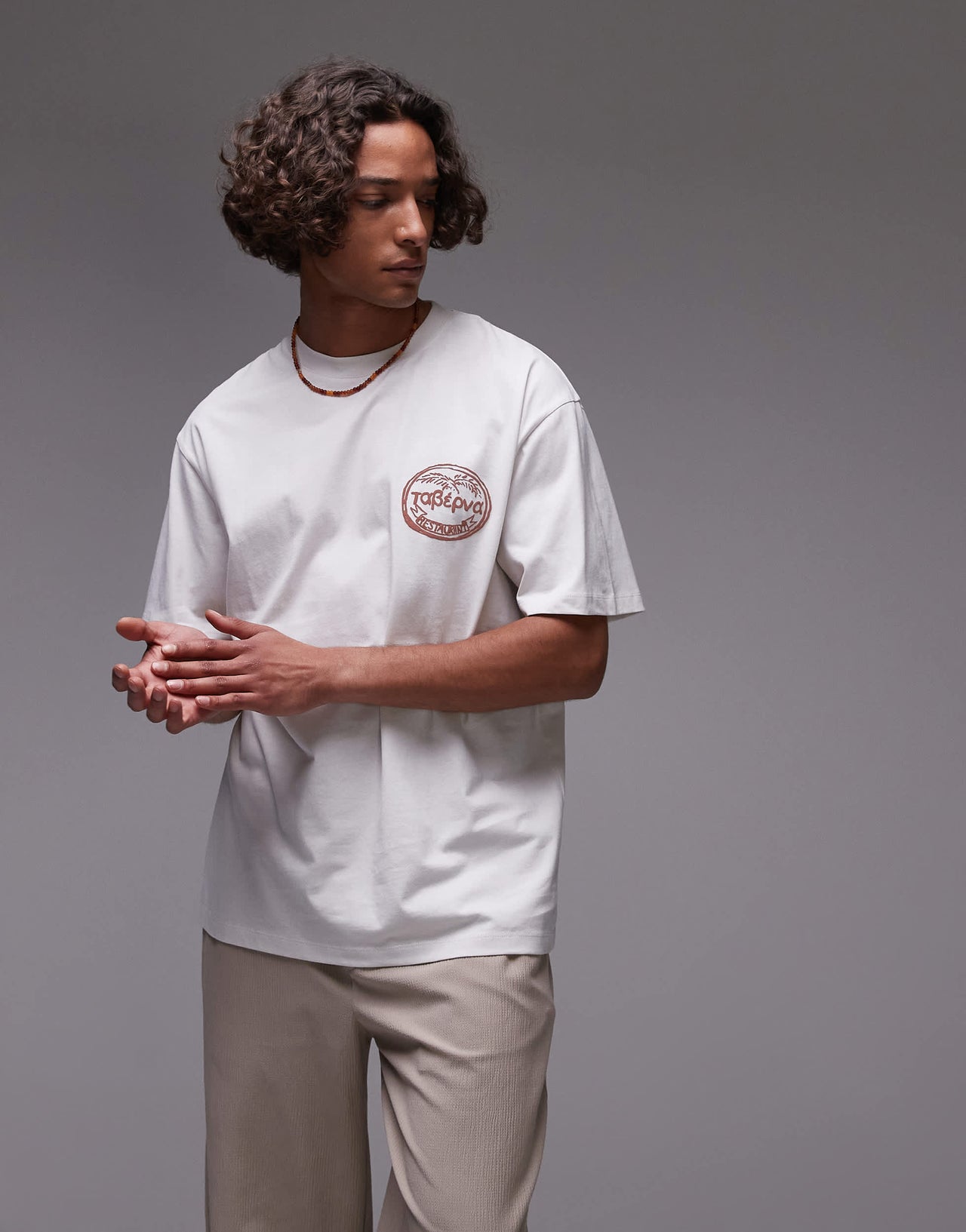 Topman relaxed fit t-shirt with front and back taverna print in white