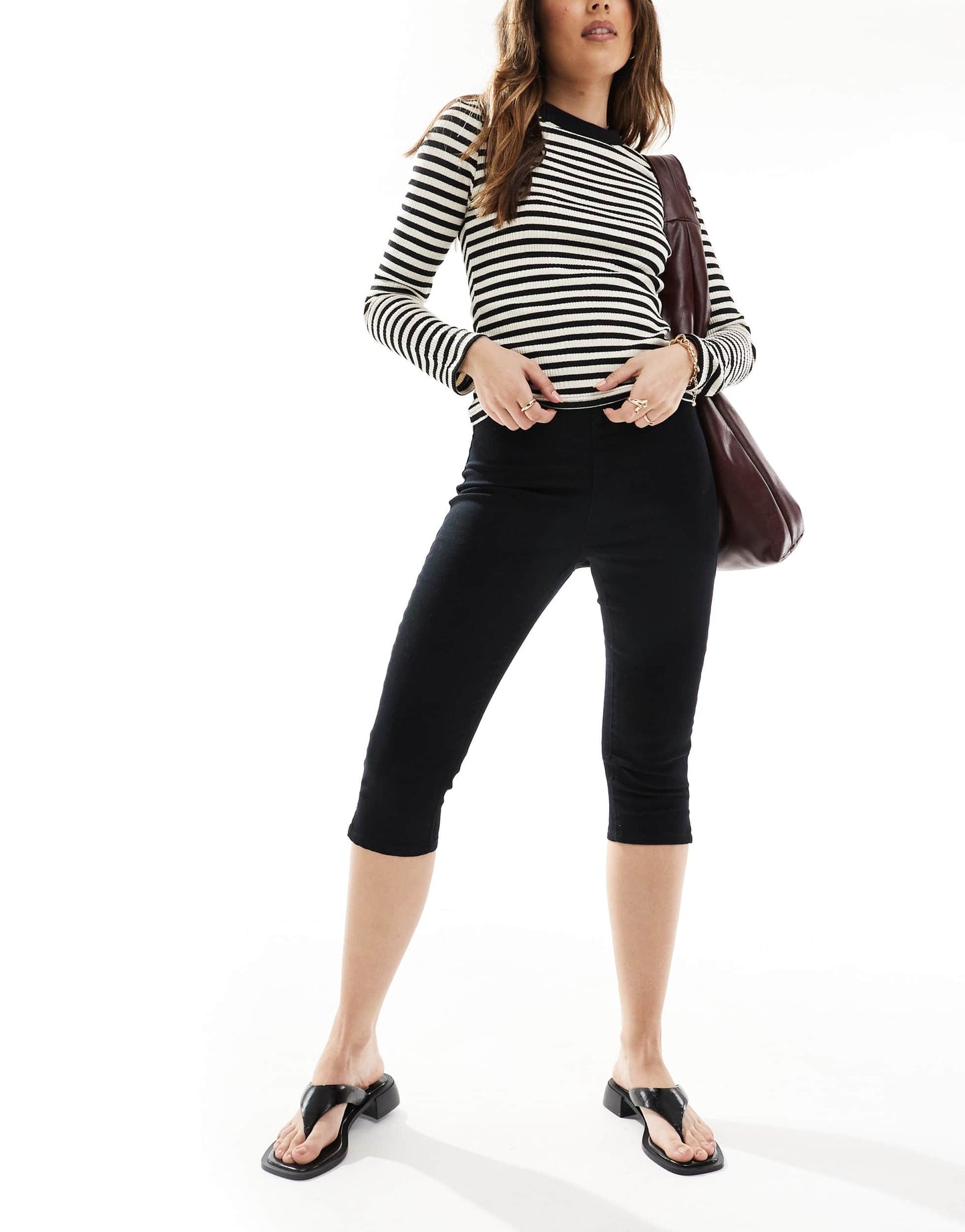 New Look denim capri trouser in black