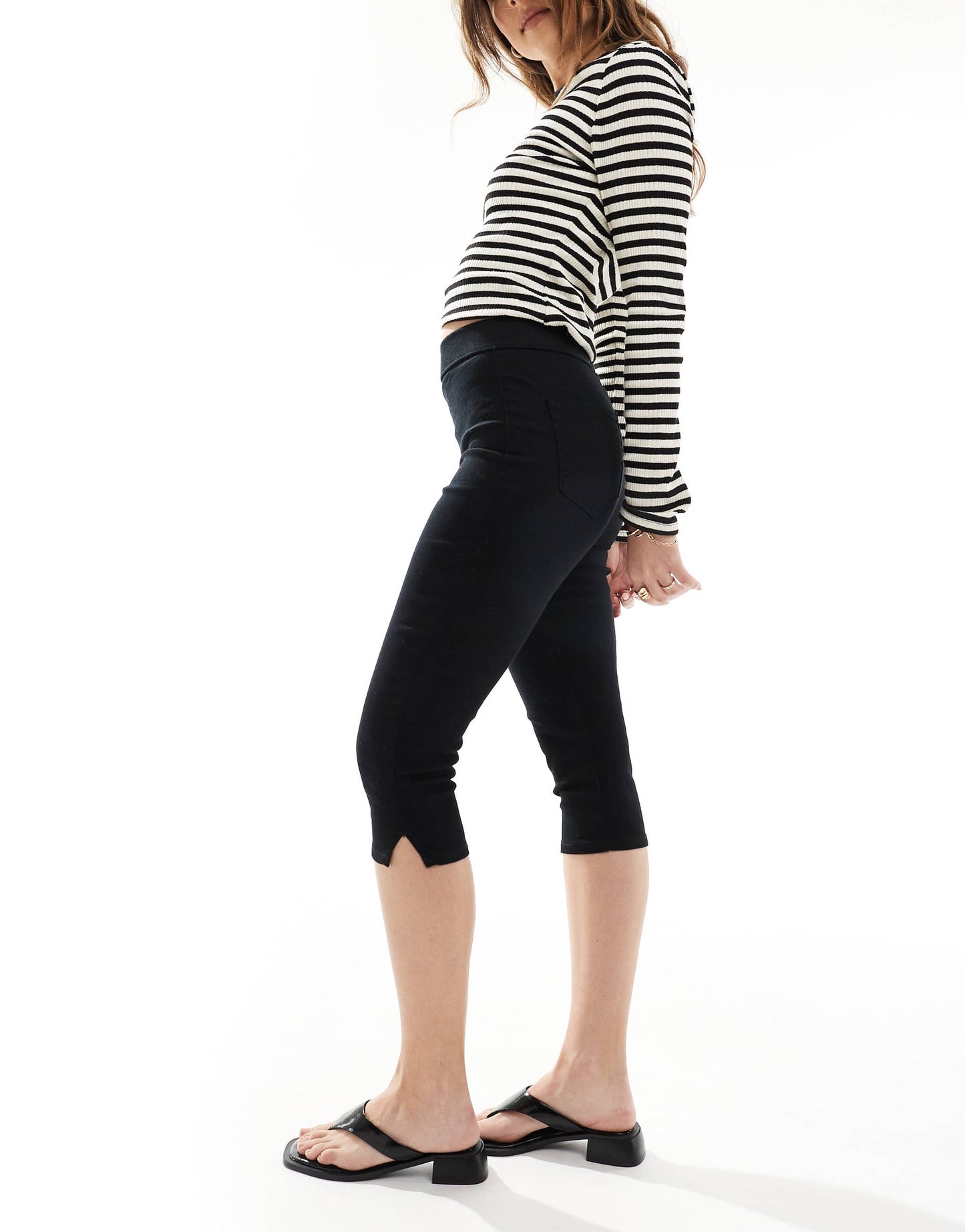 New Look denim capri trouser in black