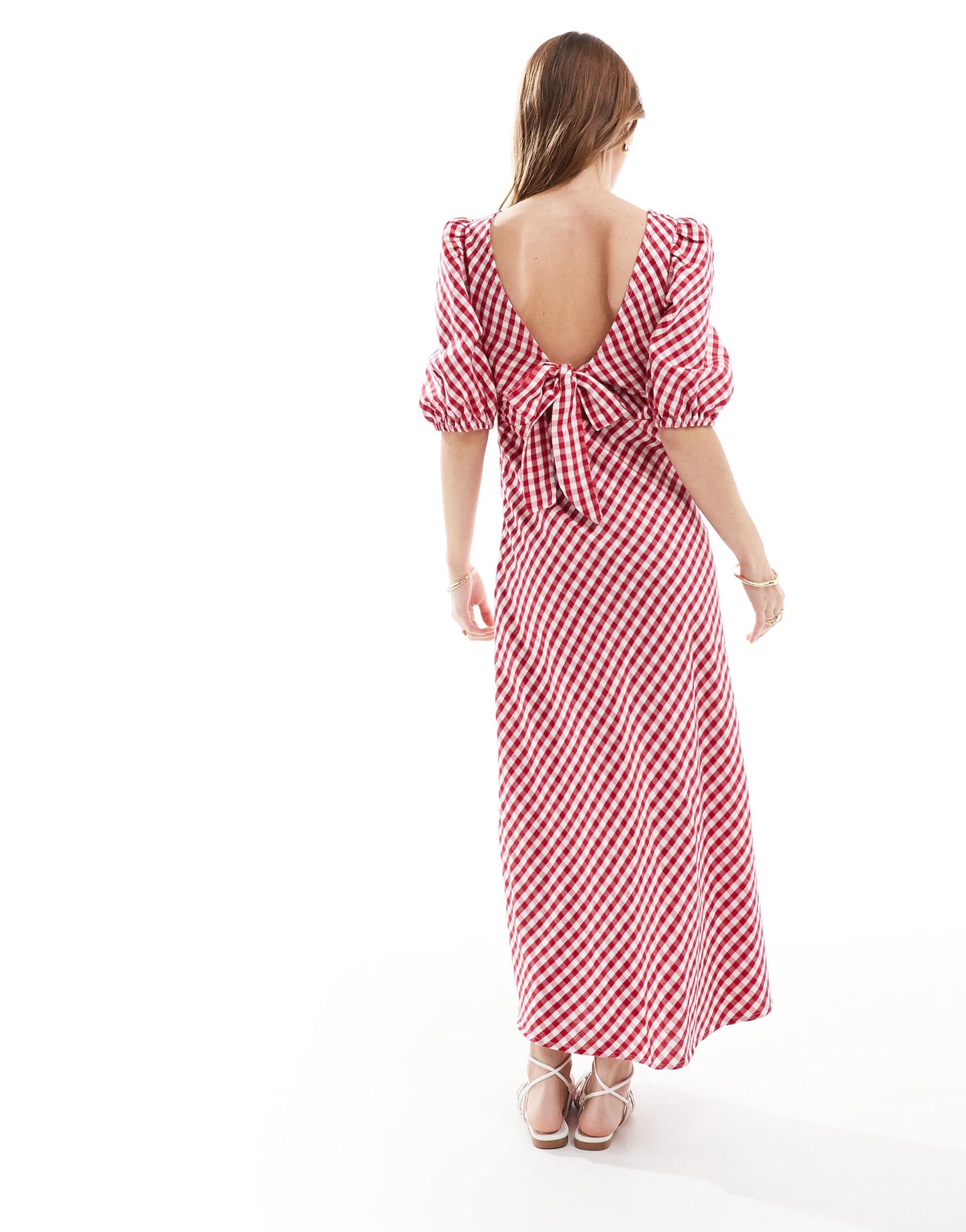 New Look tie back midi dress in red gingham