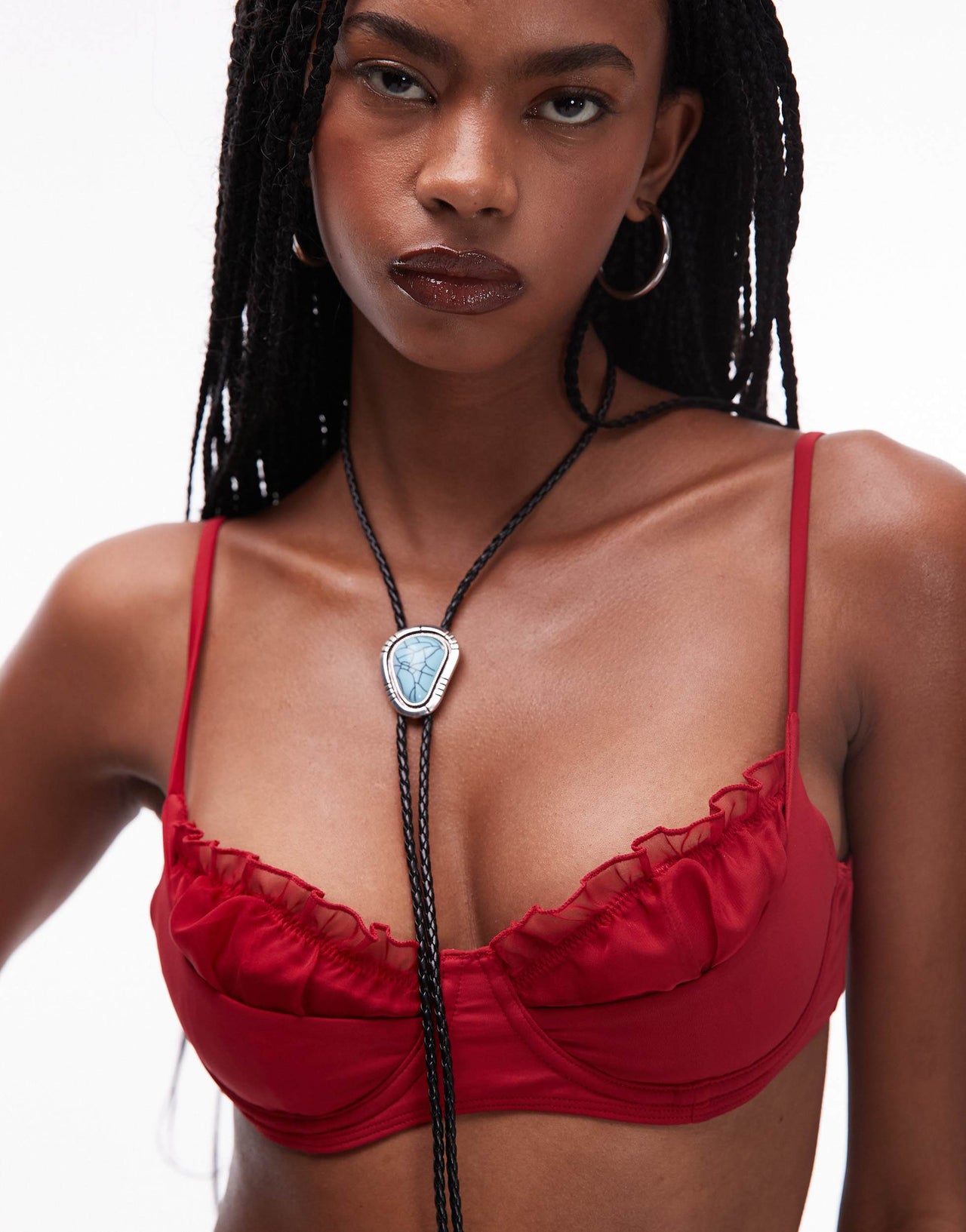 Frankie's Bikinis X Bella Hadid underwire bikini top in dark red