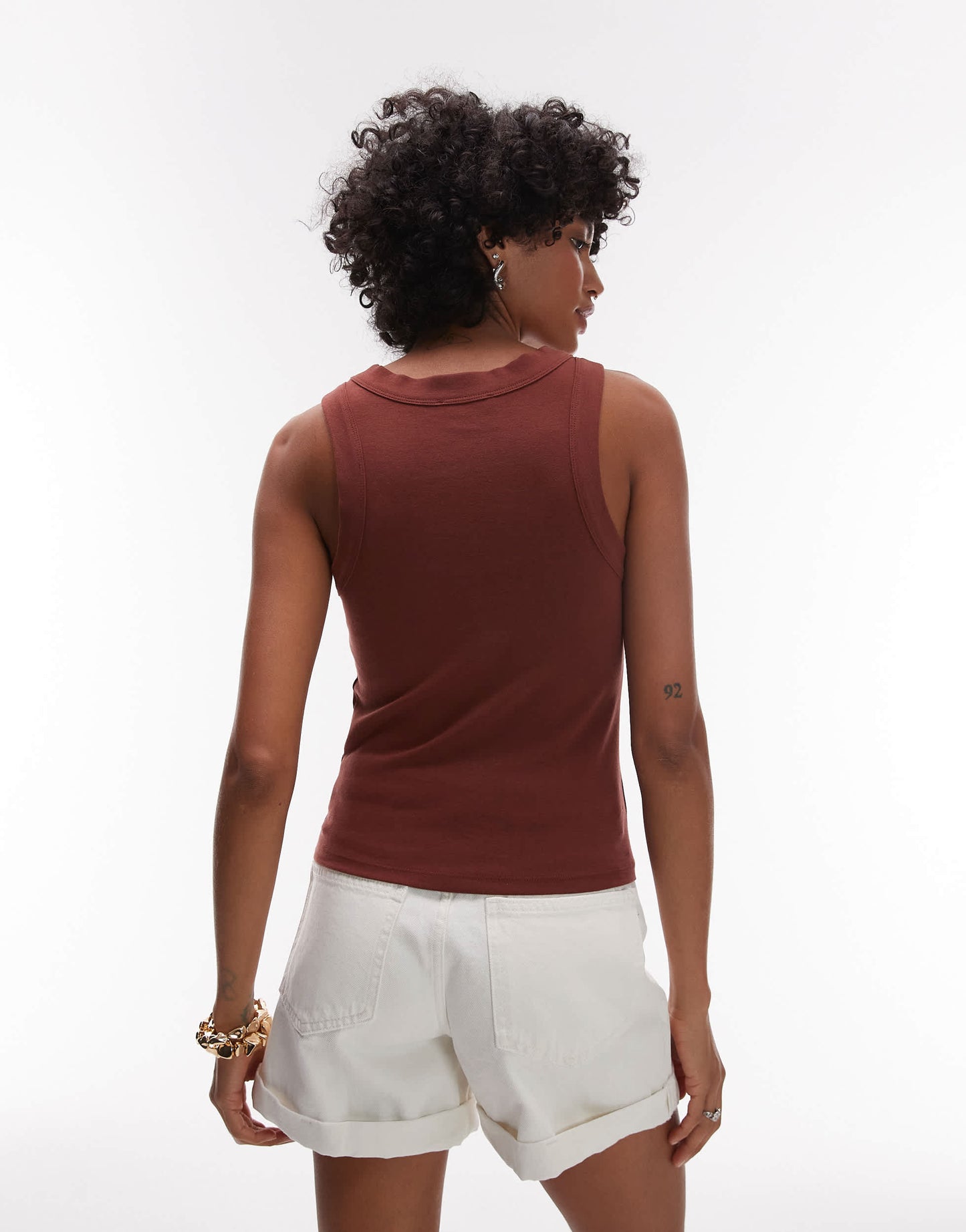Topshop embroidered Cote D'Azur tank in brown