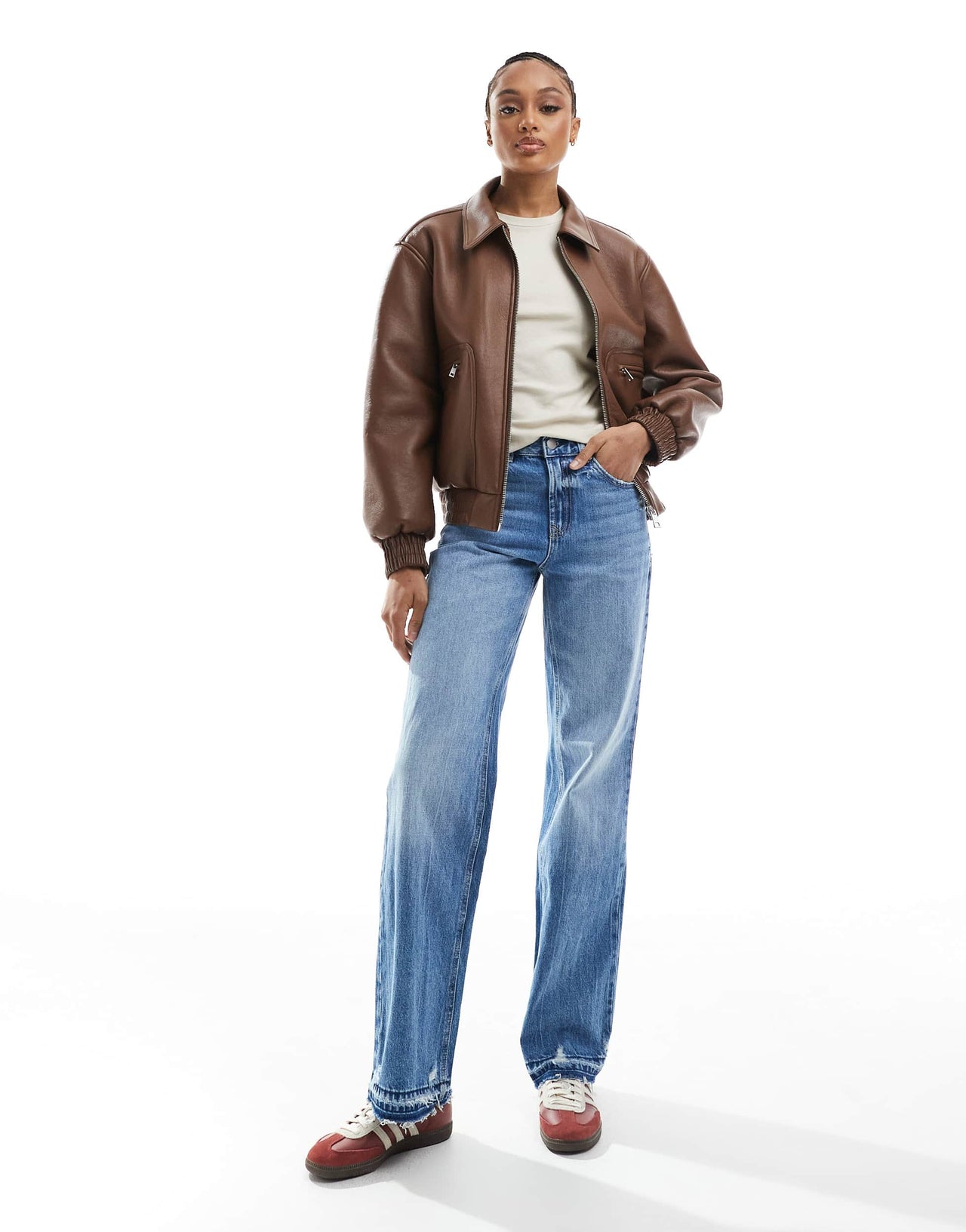 Stradivarius Tall D92 wide leg dad jeans in medium wash