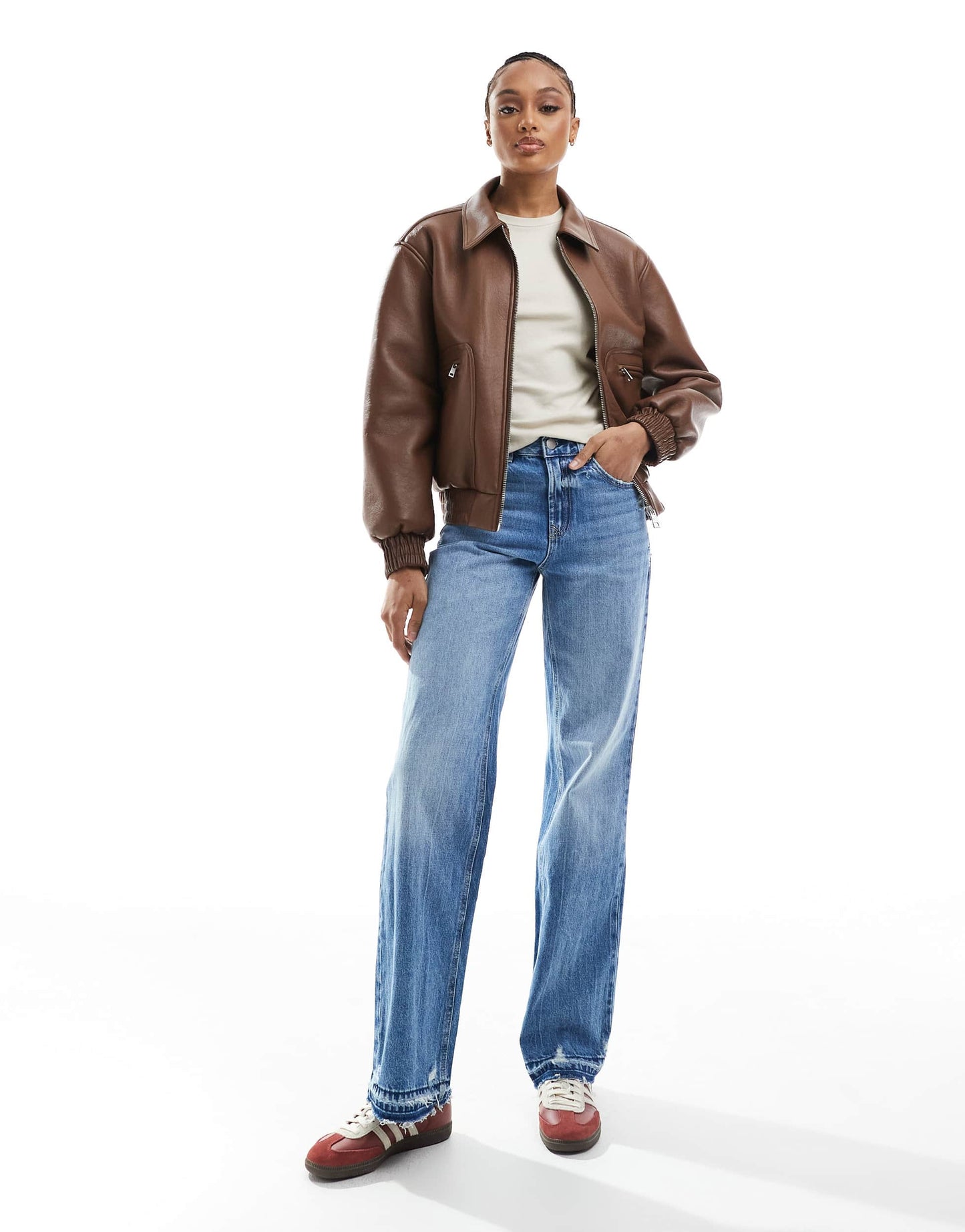 Stradivarius Tall D92 wide leg dad jeans in medium wash