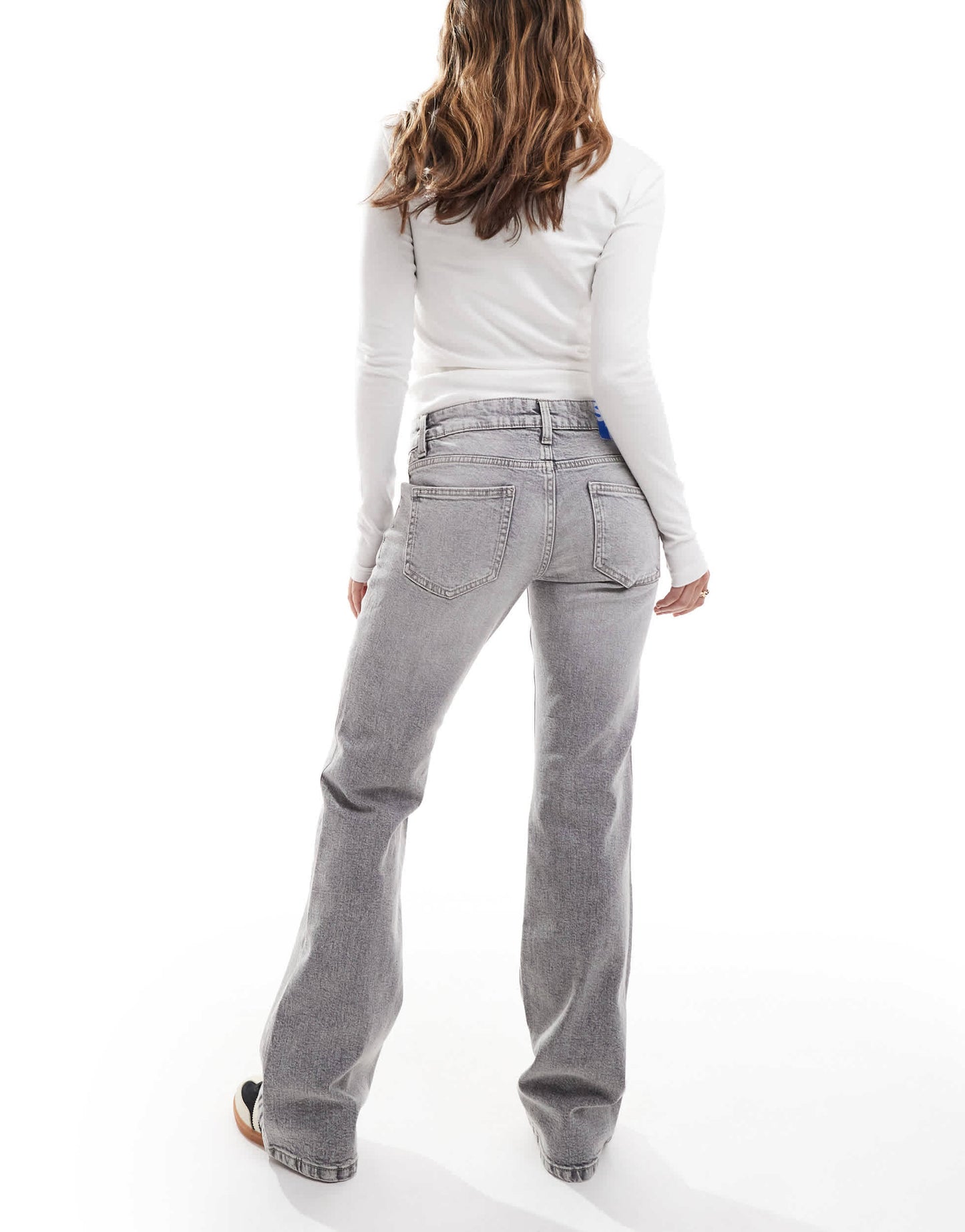 Stradivarius STR low waist flare jean in dark grey wash