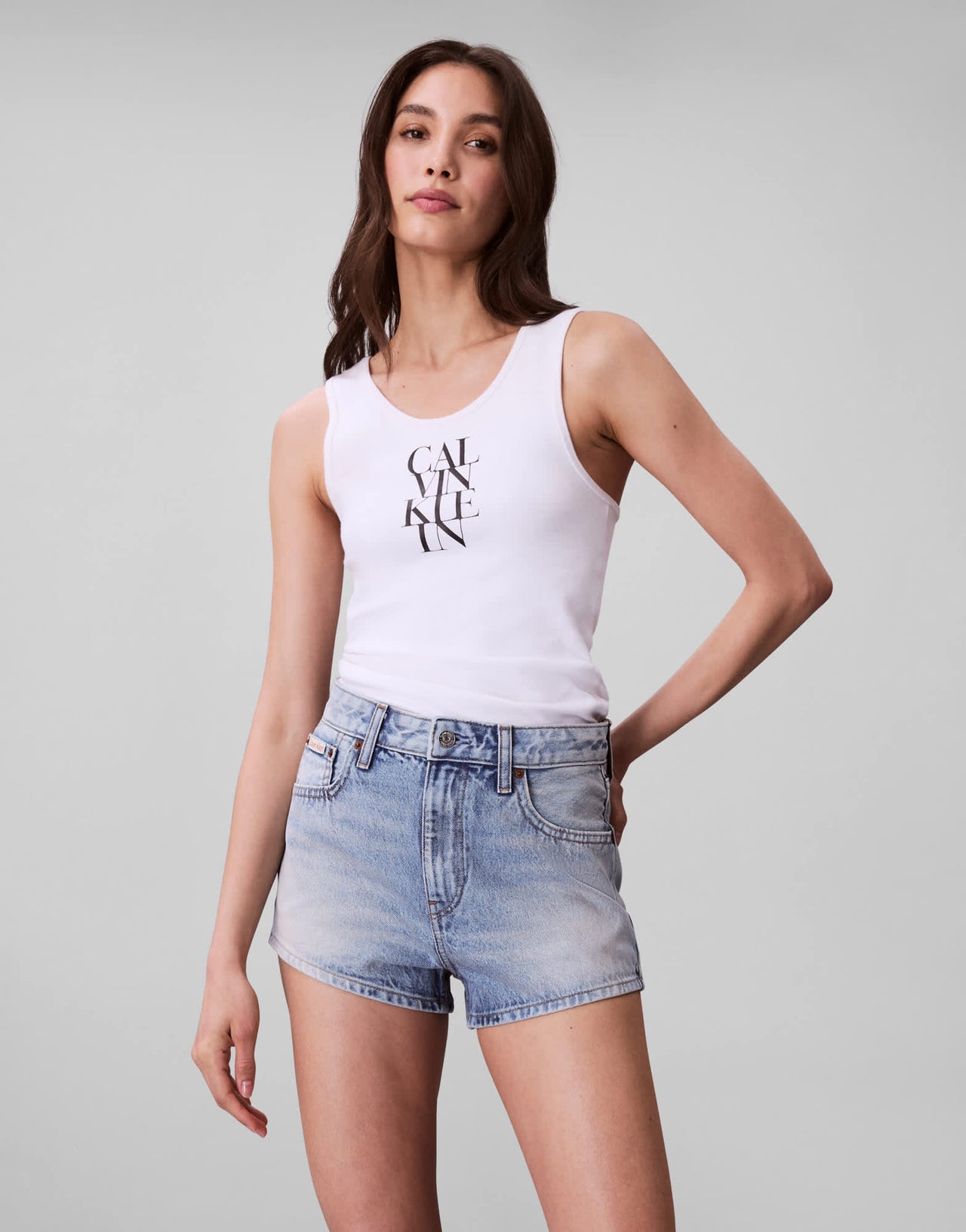 Calvin Klein Jeans denim hot pants in light wash