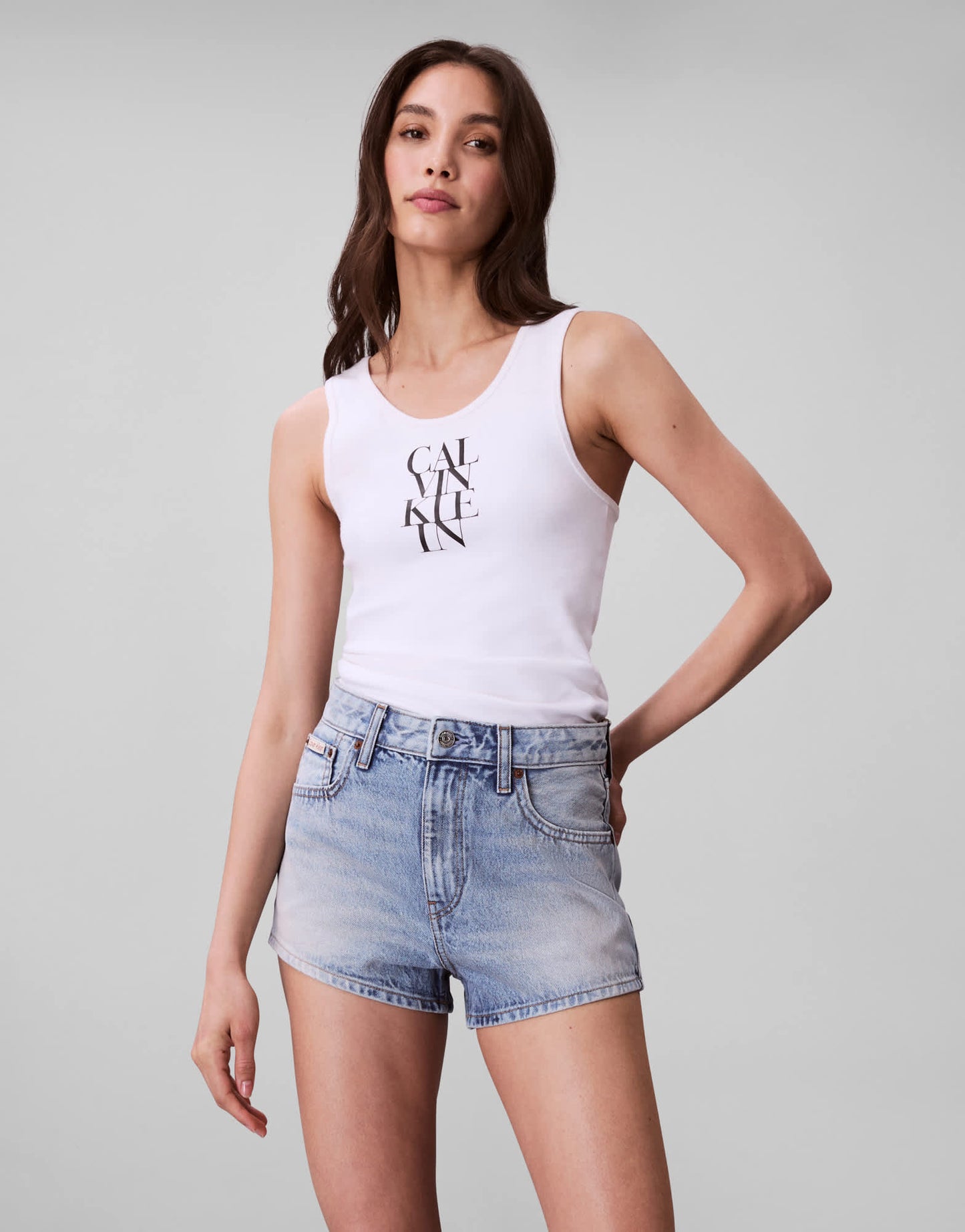 Calvin Klein Jeans denim hot pants in light wash