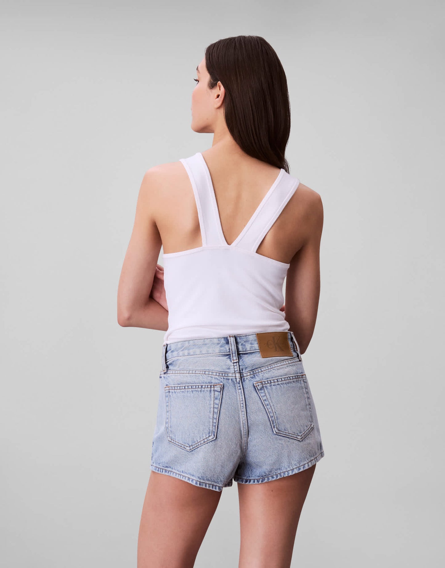 Calvin Klein Jeans denim hot pants in light wash