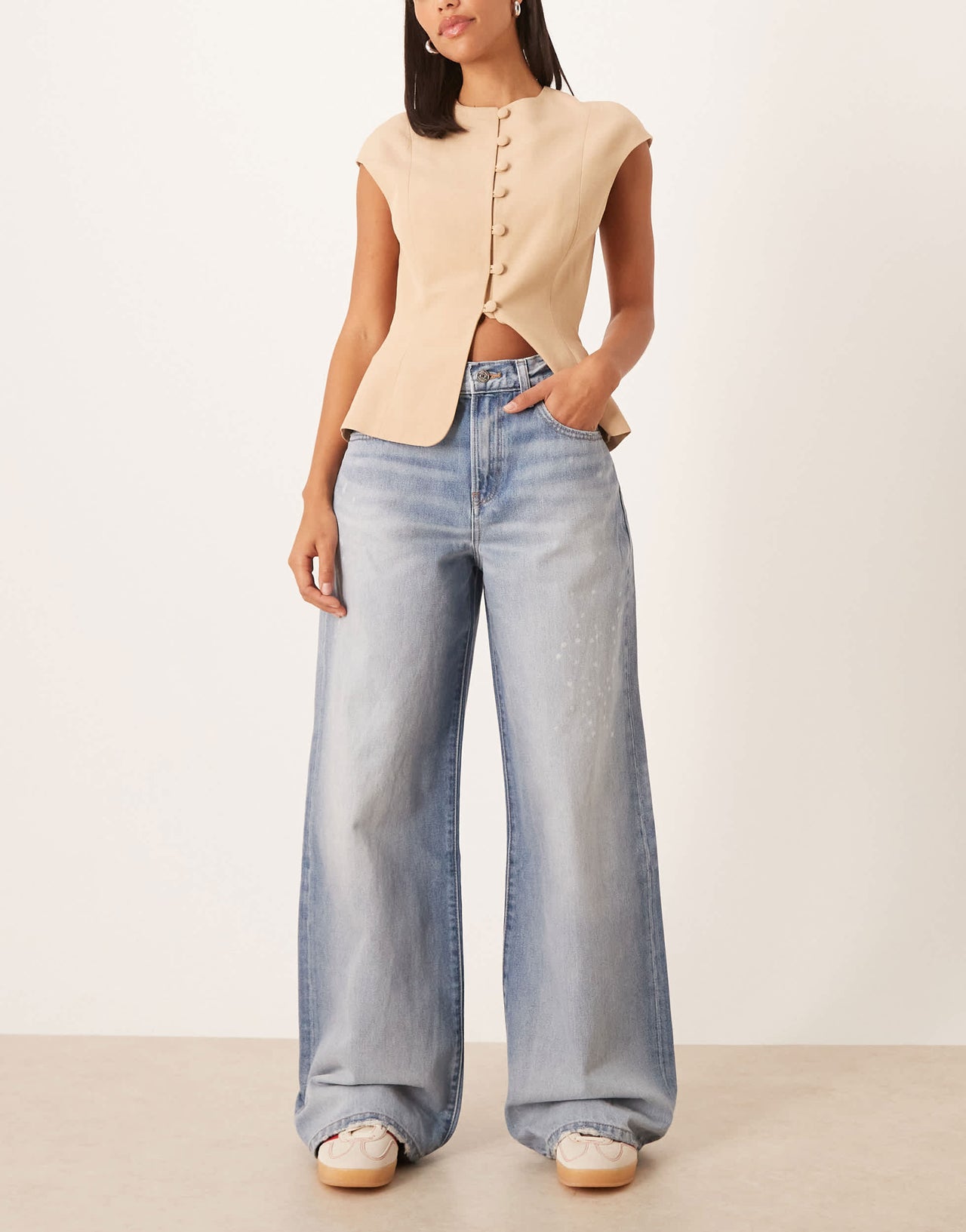 Calvin Klein Jeans wide leg jeans with splatter print in acid wash