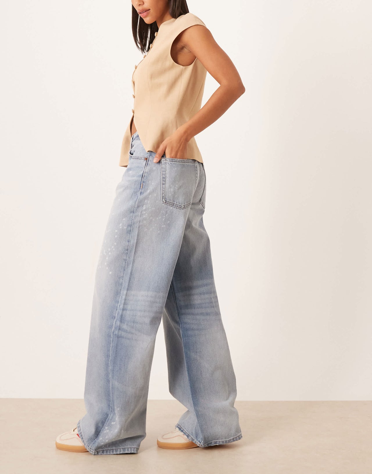 Calvin Klein Jeans wide leg jeans with splatter print in acid wash