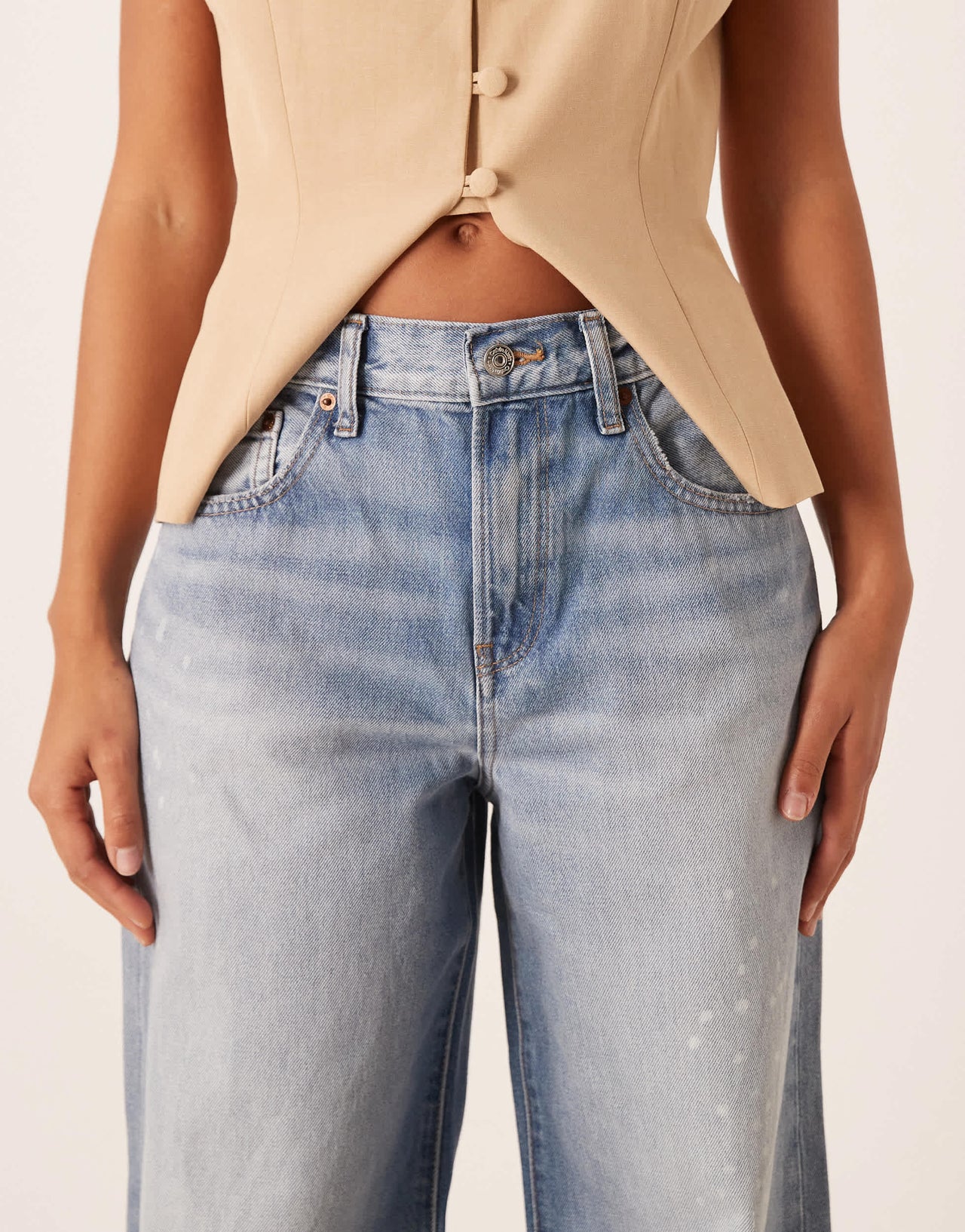Calvin Klein Jeans wide leg jeans with splatter print in acid wash