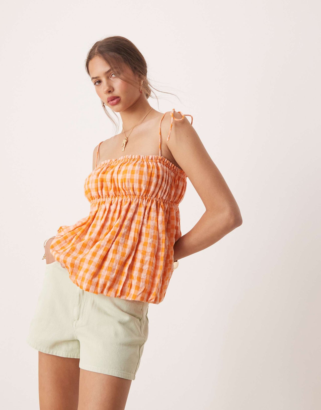 Miss Selfridge short in matcha wash