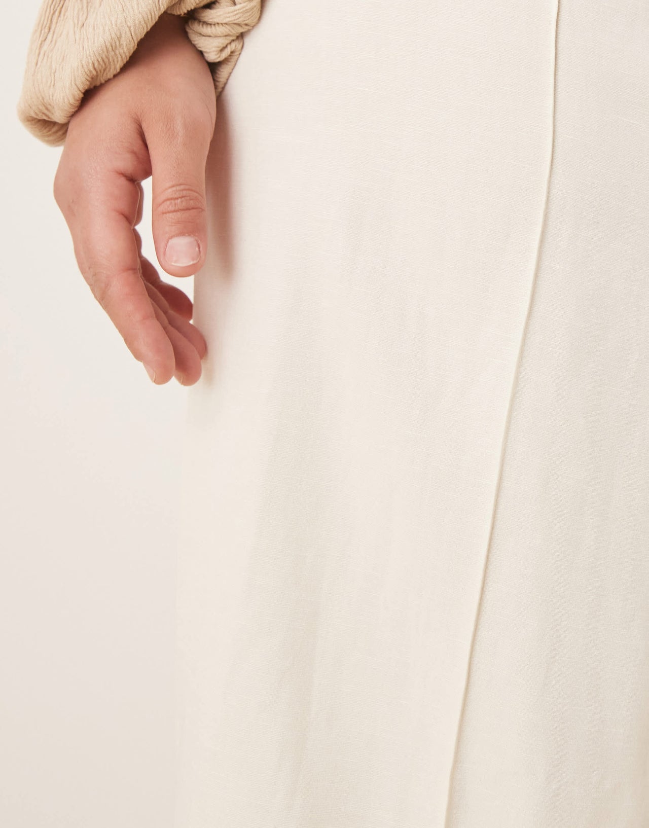 ASOS DESIGN Curve tailored culotte trousers with linen in ivory - STONE