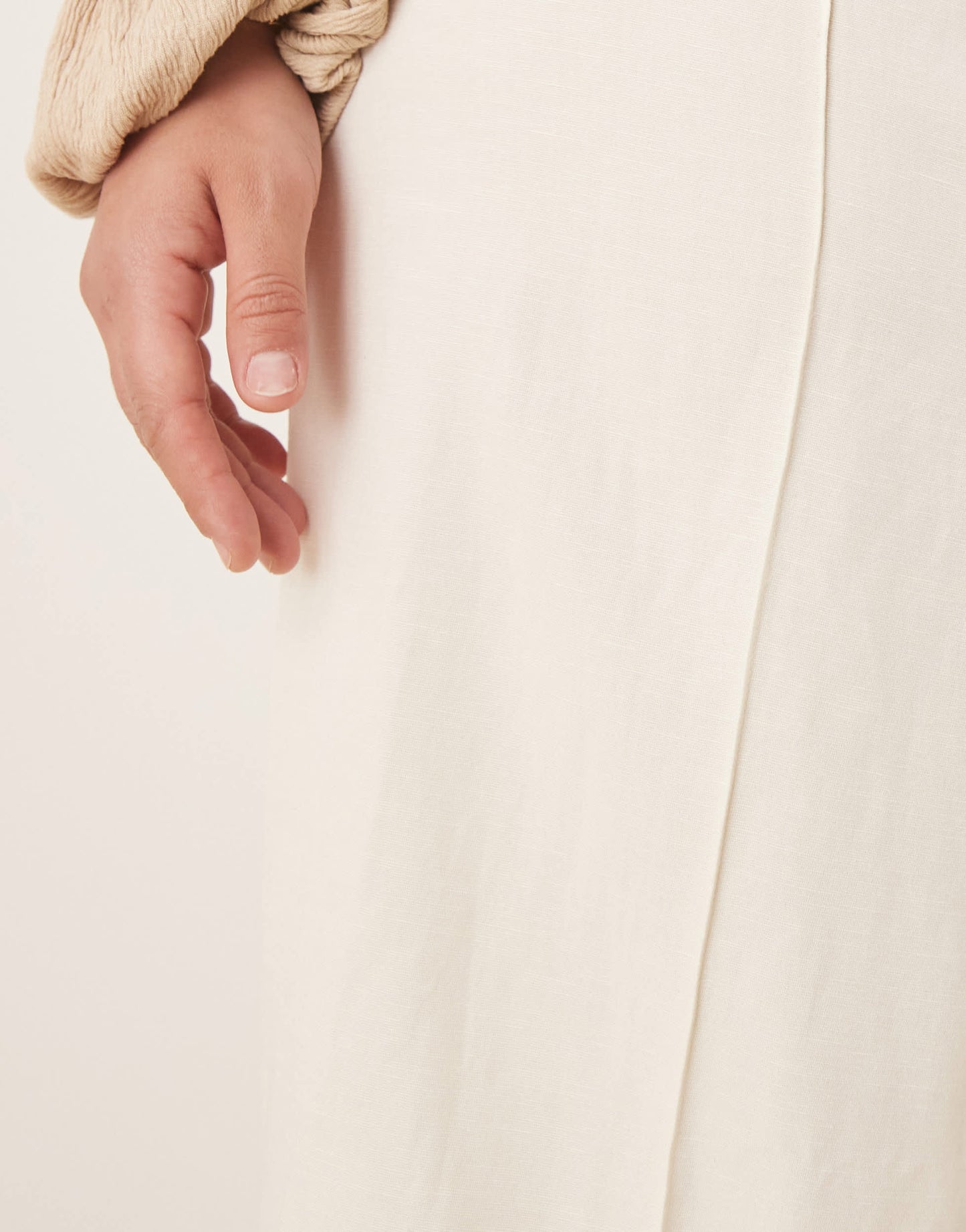 ASOS DESIGN Curve tailored culotte trousers with linen in ivory - STONE