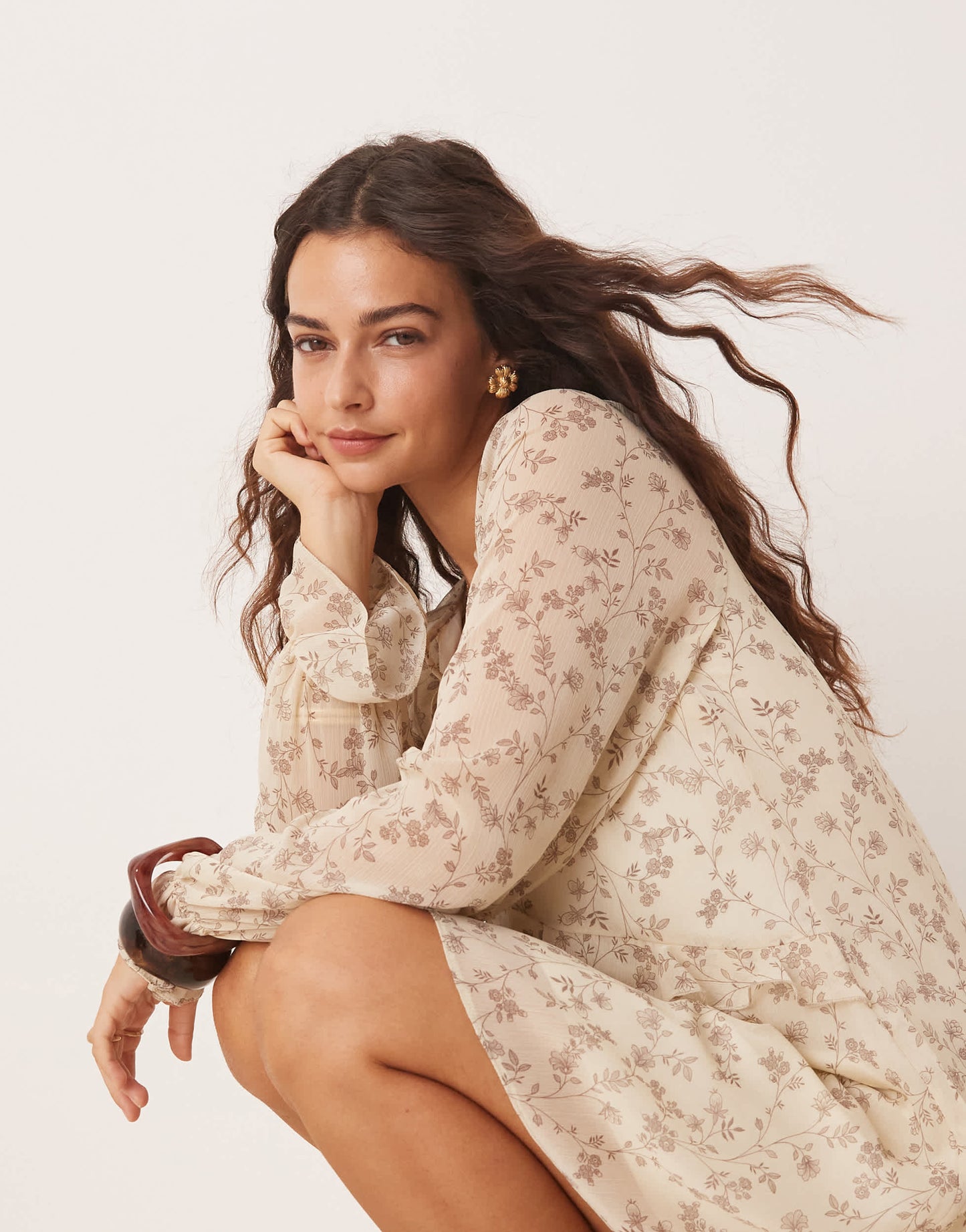 New Look chiffon mini dress in white floral