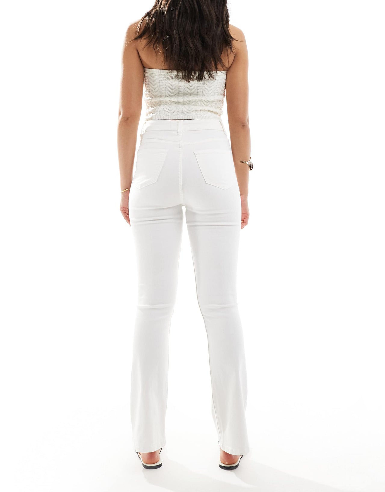 New Look Quinn bootcut flare jean in white