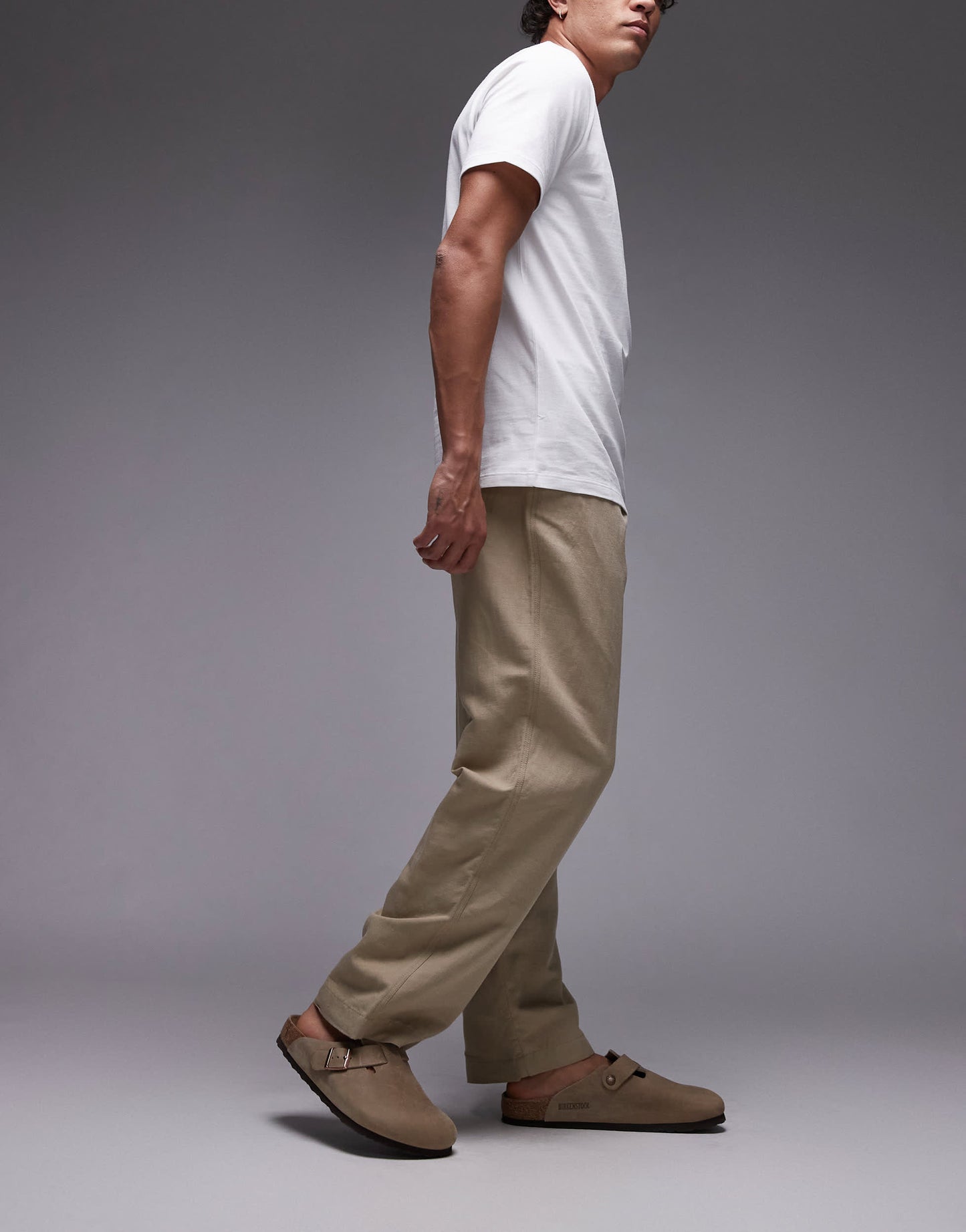 Mango linen mix straight leg trouser in beige