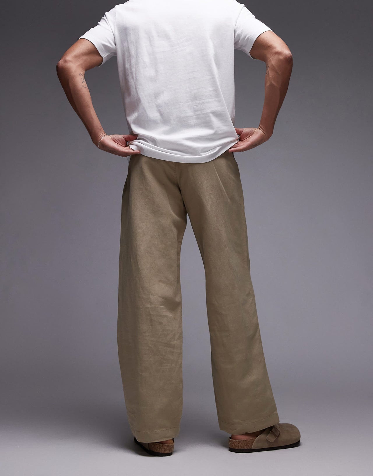 Mango linen mix straight leg trouser in beige