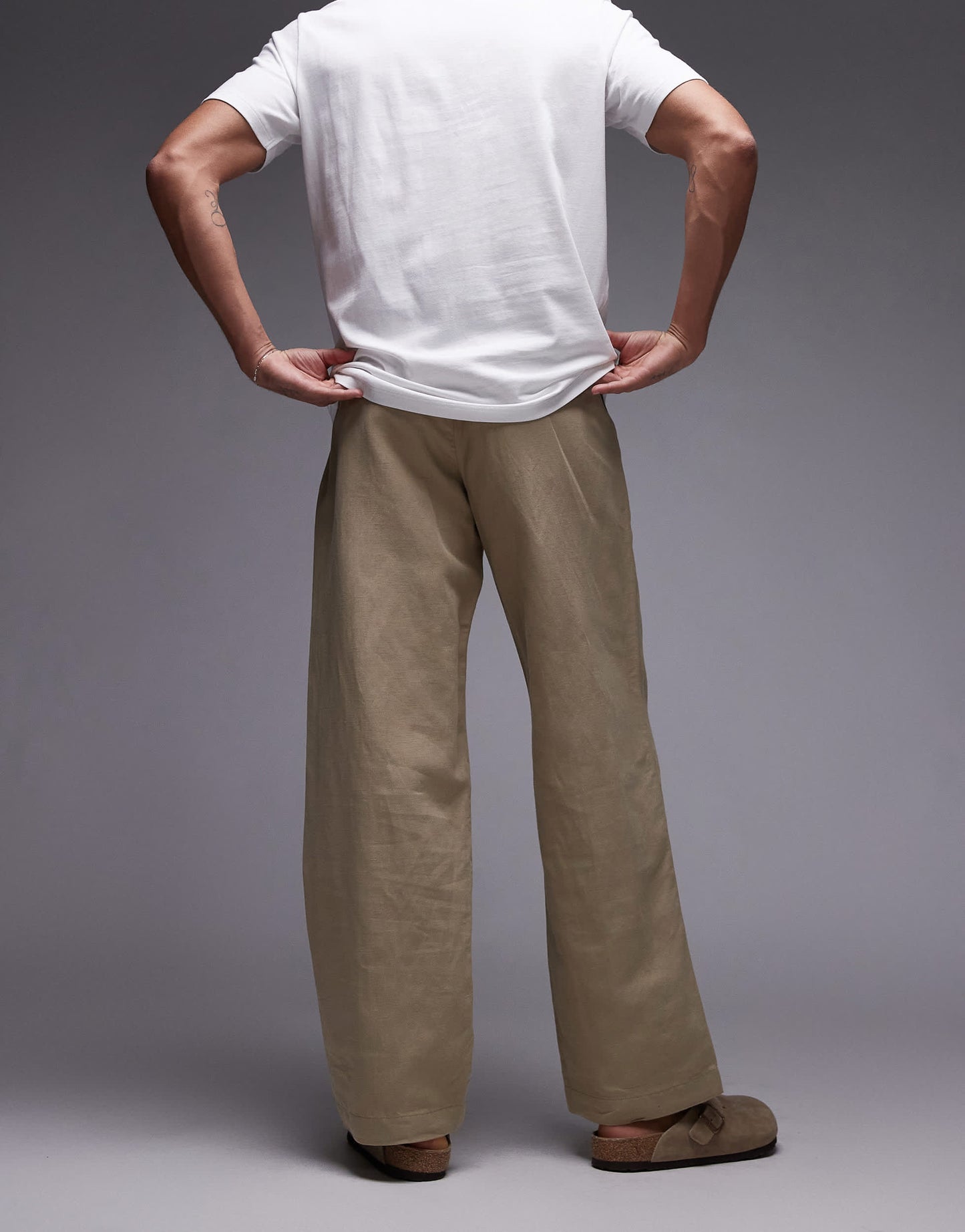 Mango linen mix straight leg trouser in beige