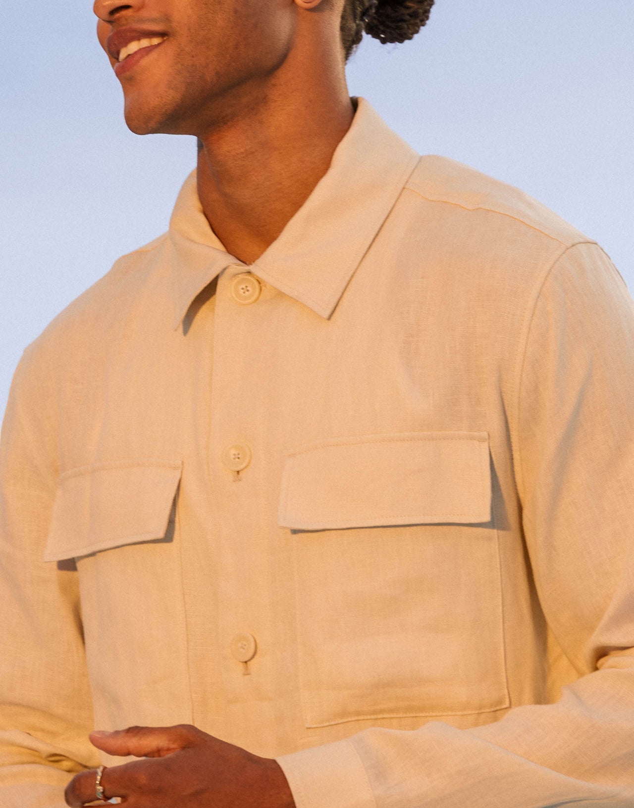 Mango linen shacket in light beige