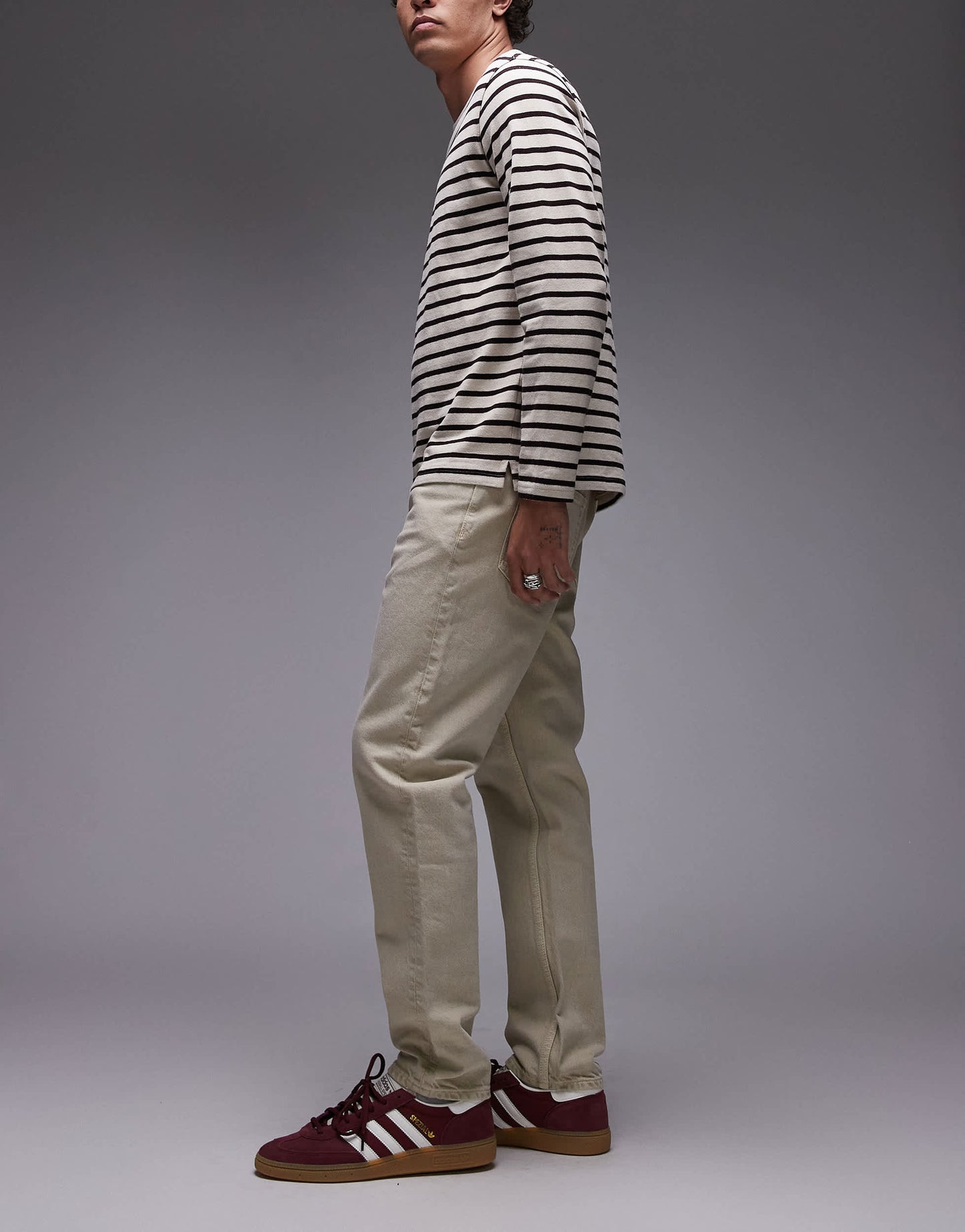 Mango barrel leg jeans in light beige
