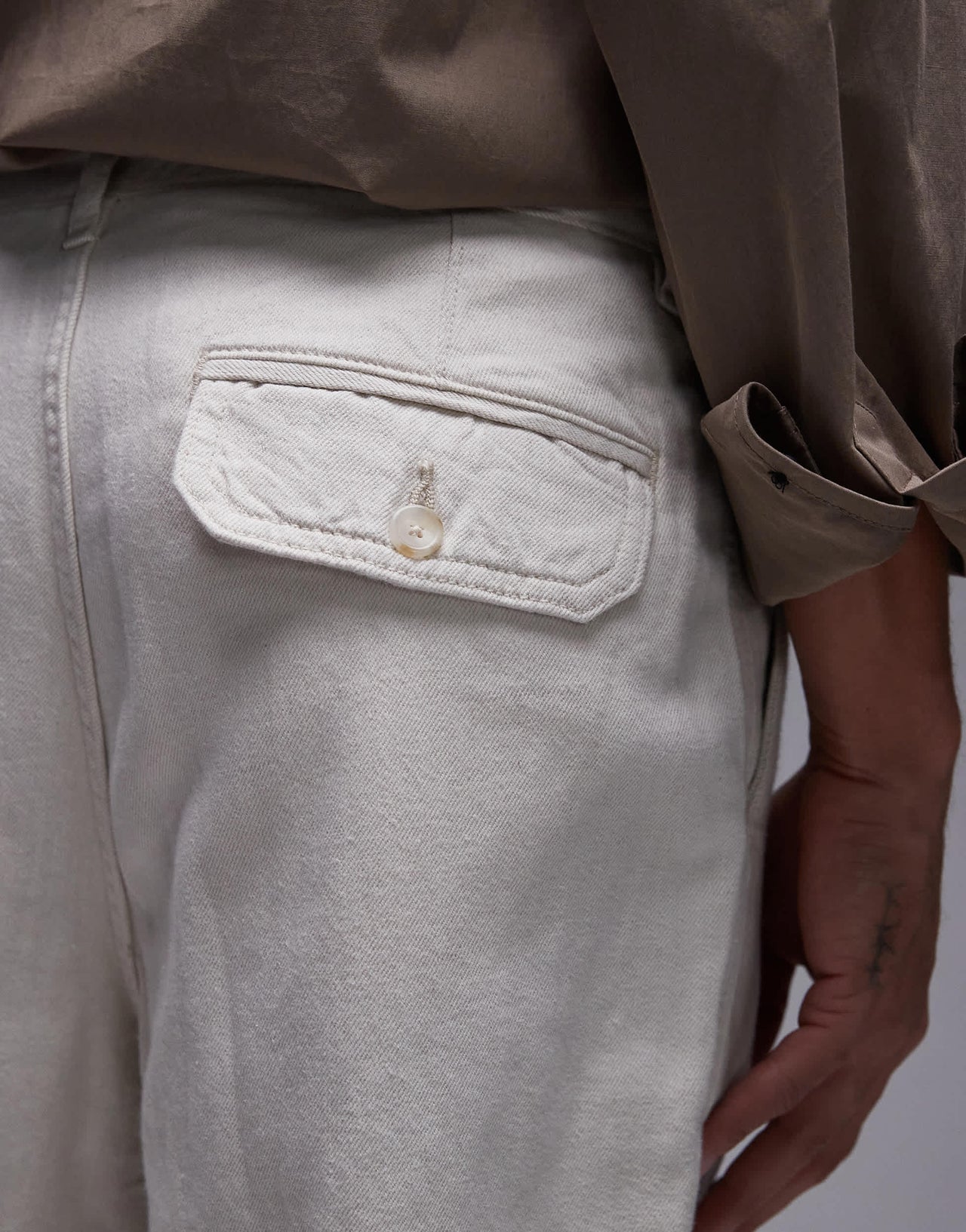 Mango linen straight leg slouchy trouser in beige