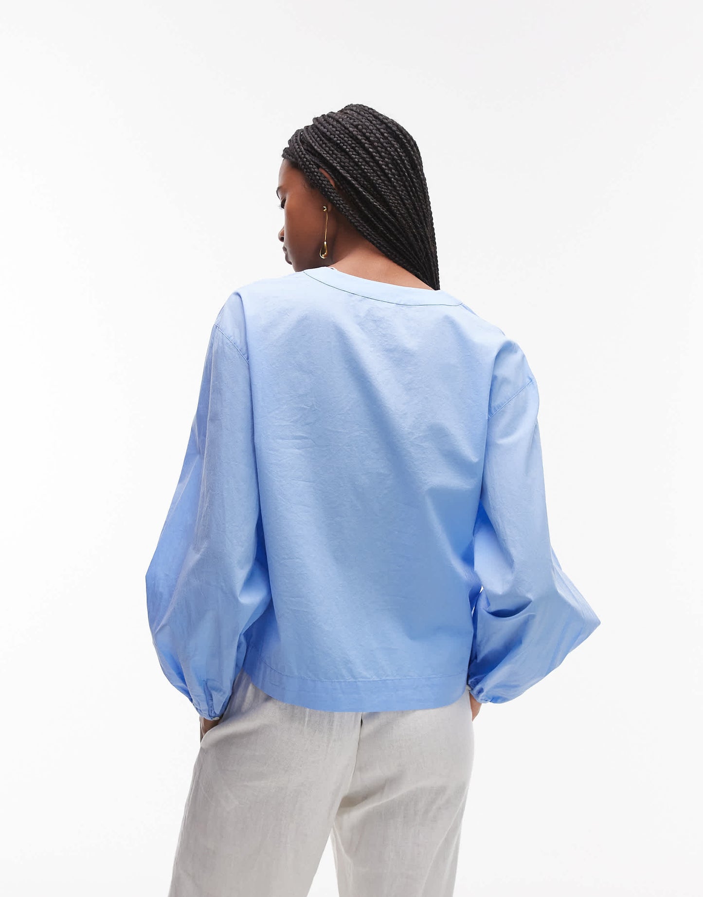 ARKET  v-neck blouse with bow tie front in blue
