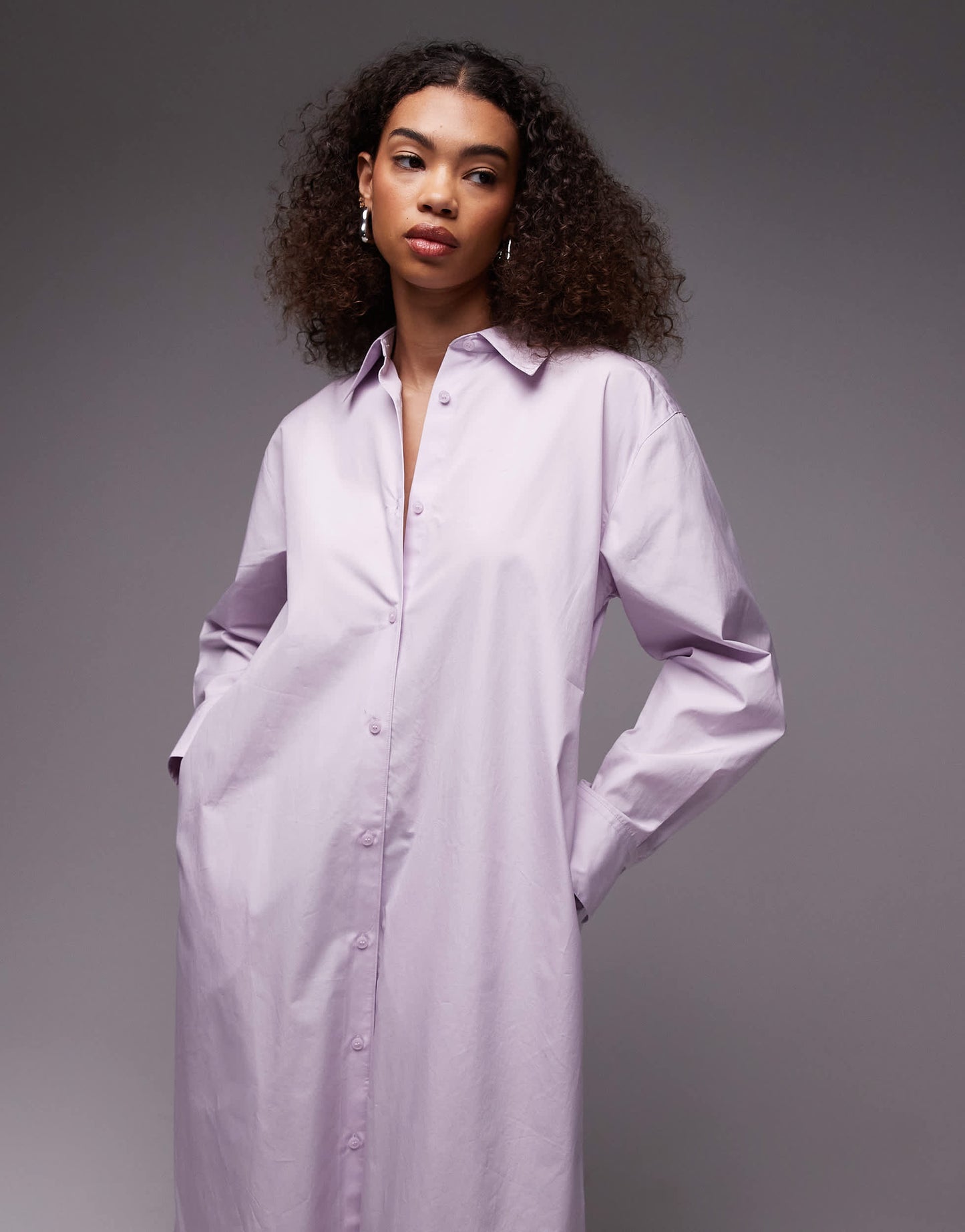 ARKET maxi shirt dress with side splits in lilac
