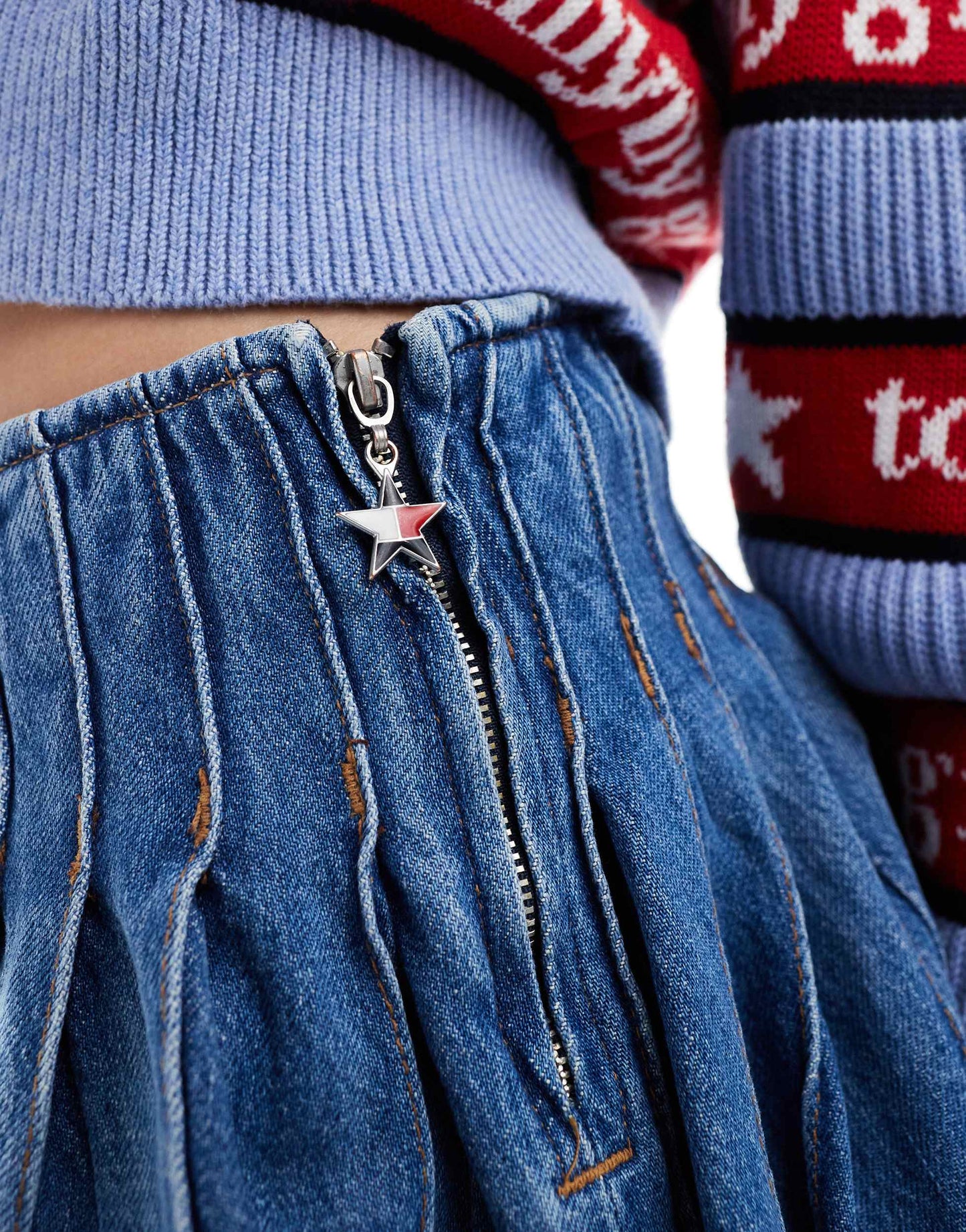Tommy Jeans tommy girl pleated denim mini skirt in dark wash