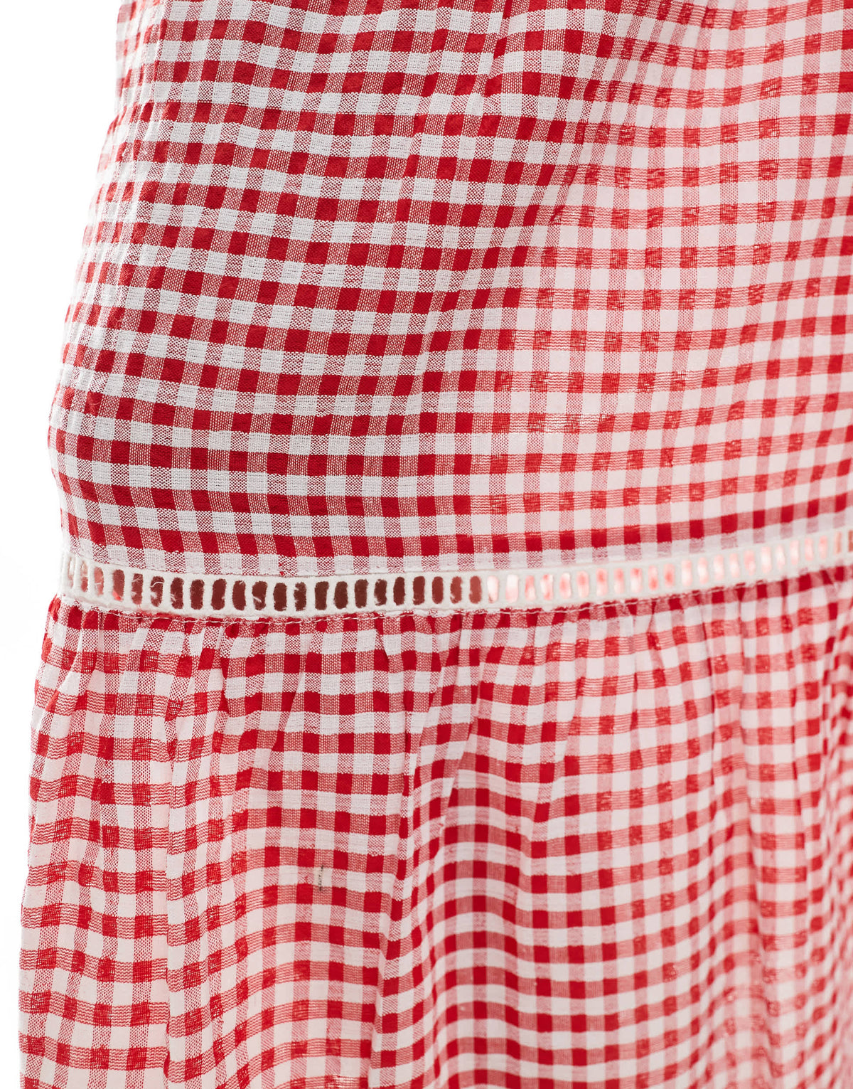 Wednesday's Girl gingham tiered midaxi skirt in red
