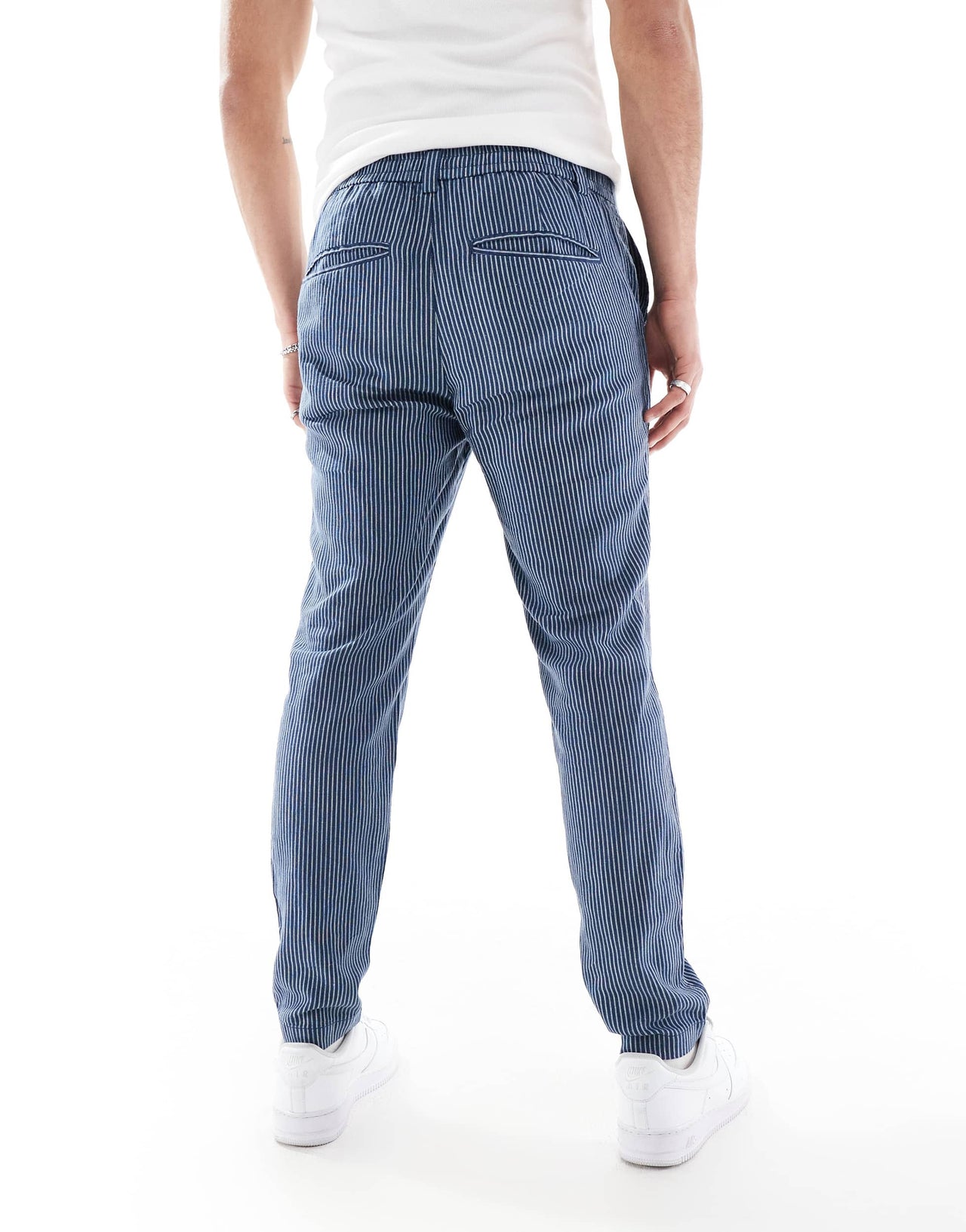 New Look linen look striped trouser co-ord in navy