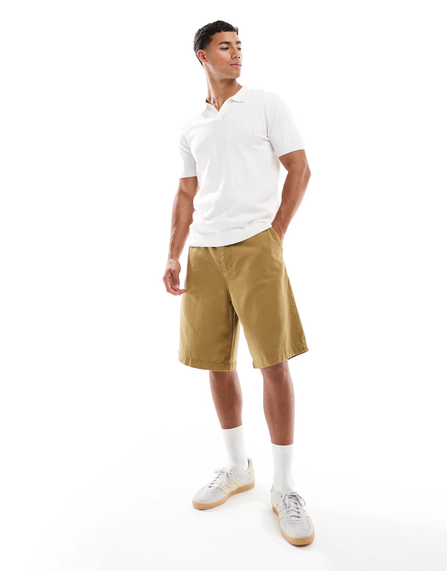 New Look textured knitted t-shirt in white