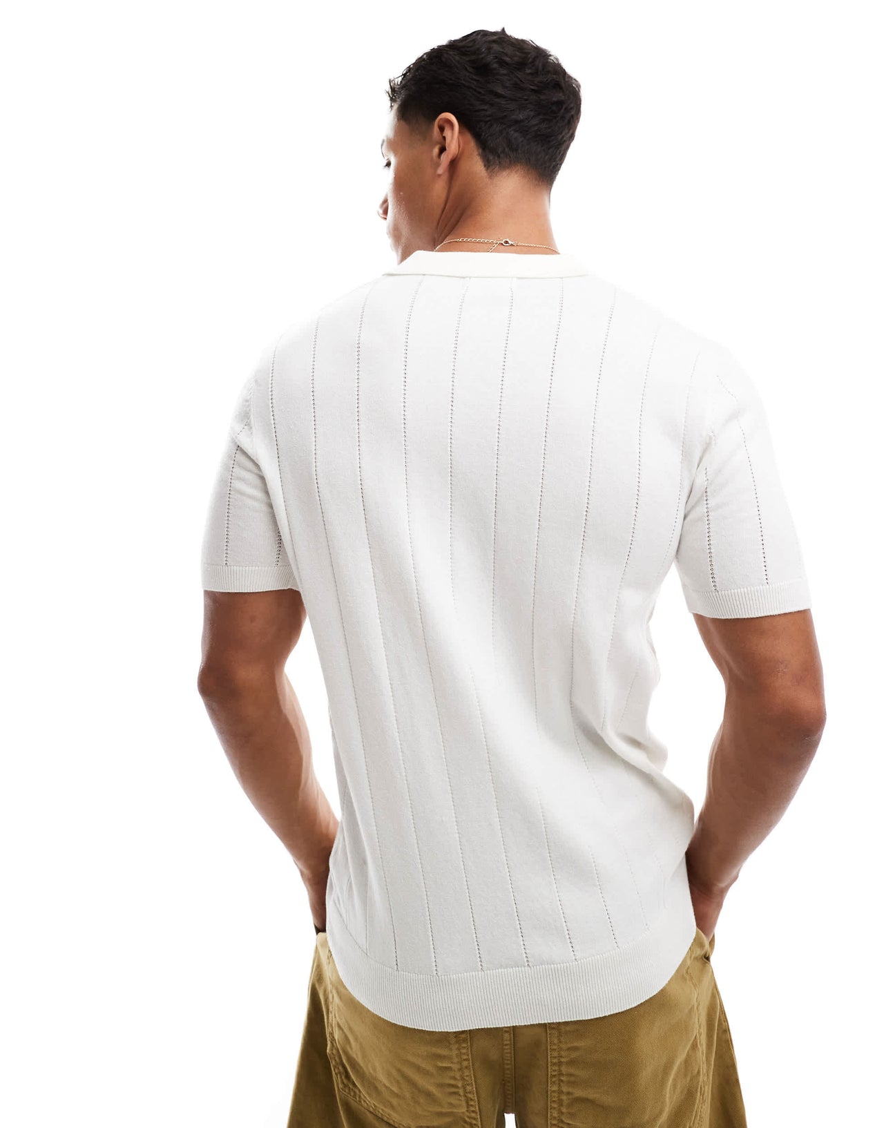 New Look textured knitted t-shirt in white