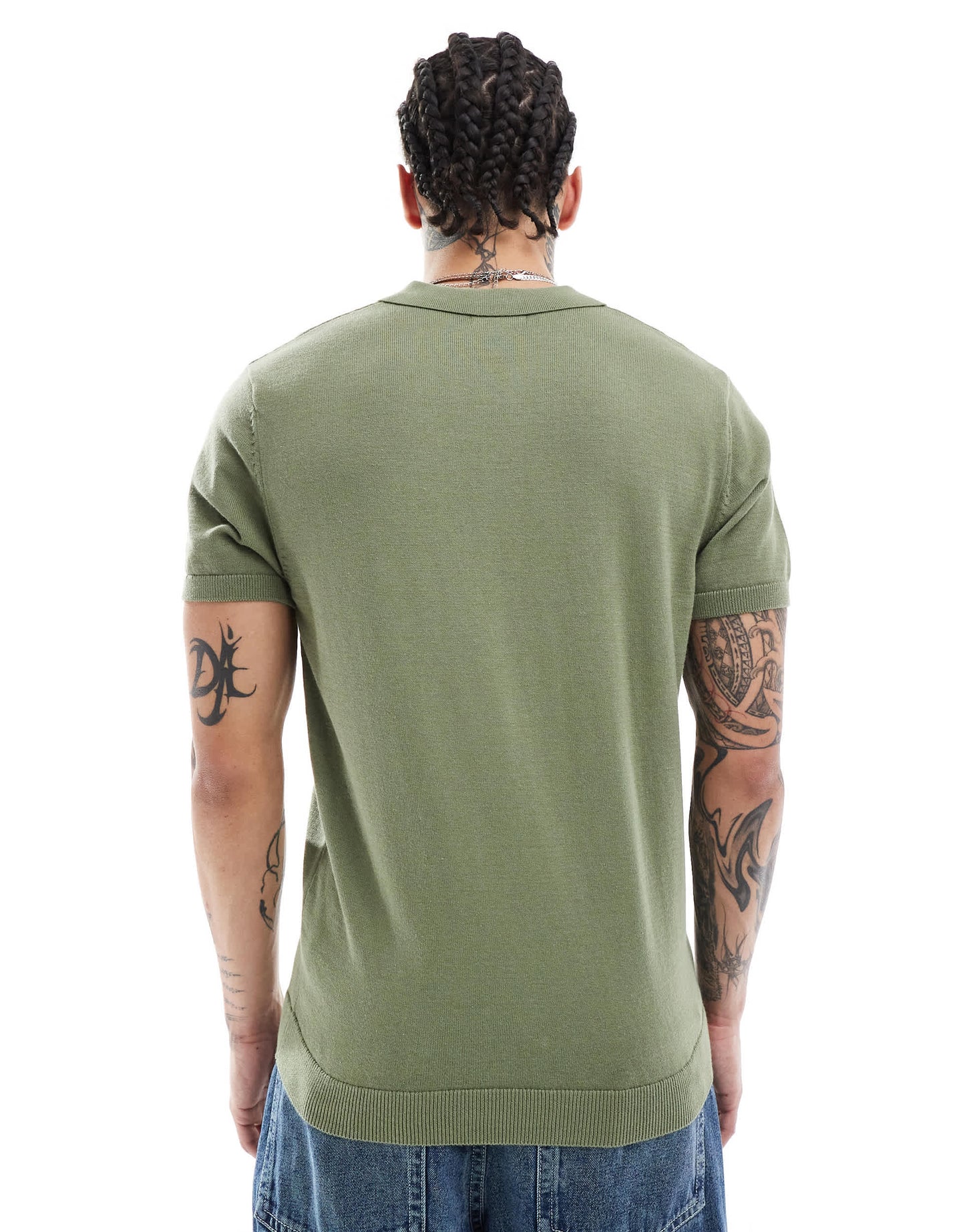 New Look knitted short sleeve polo in khaki