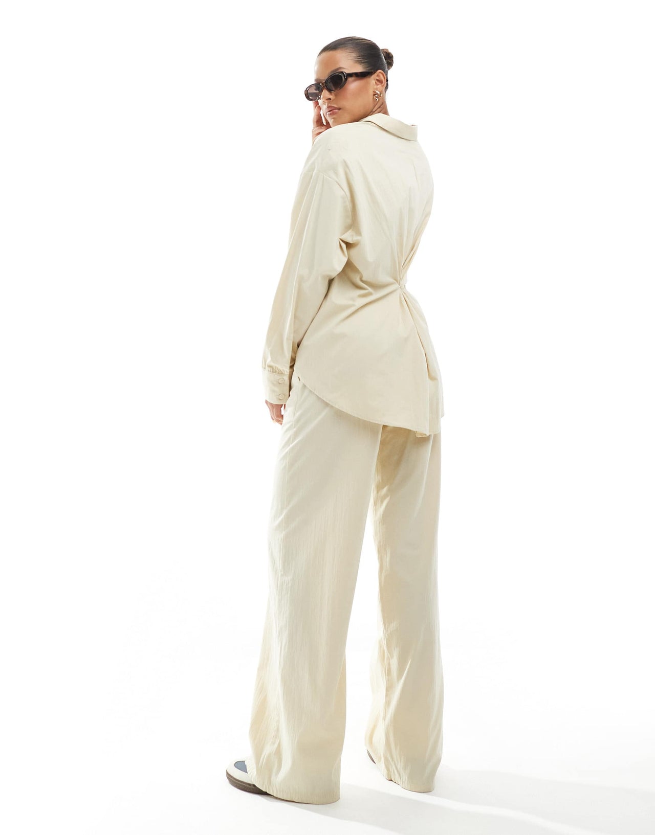 Pull&Bear boxy shirt co-ord in cream