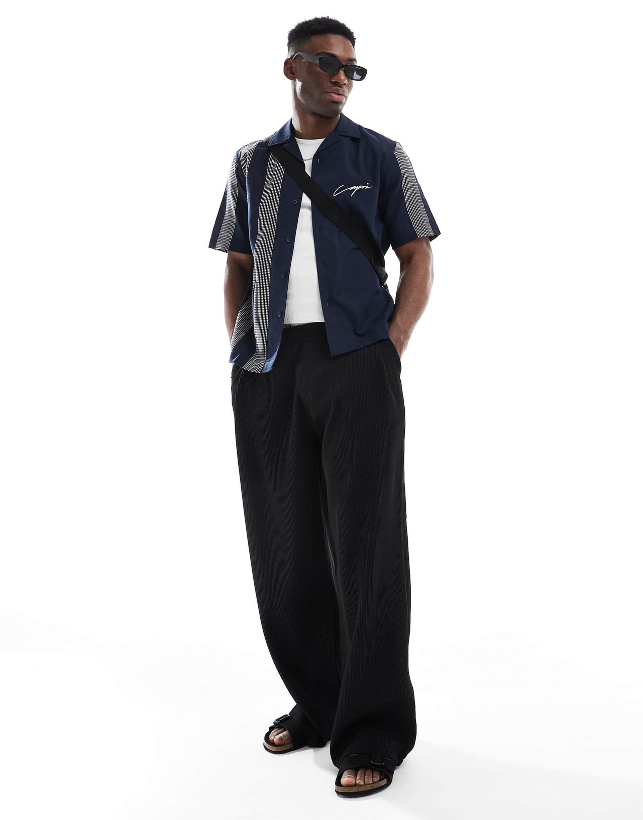 ONLY & SONS embroidered shirt in navy