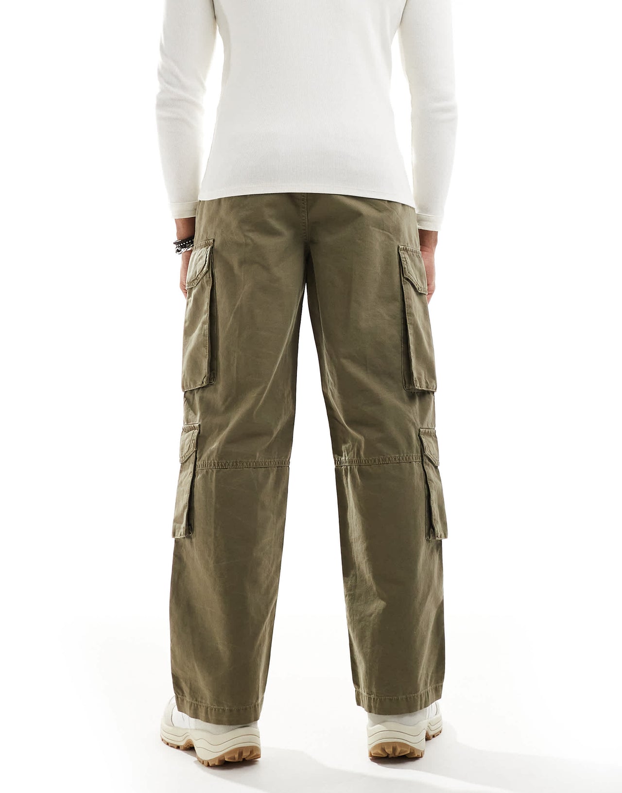 River Island loose leg cargo trousers dark khaki