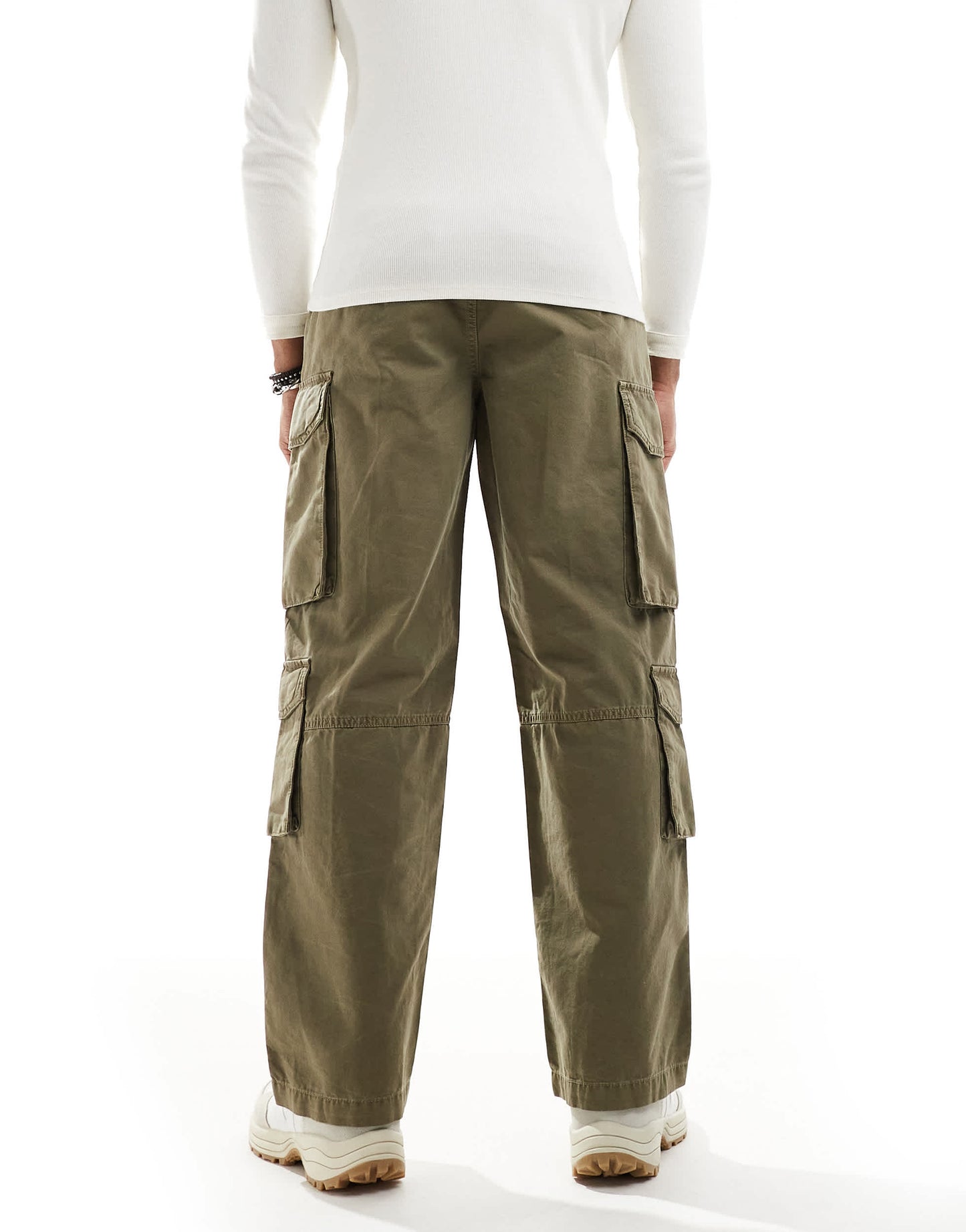 River Island loose leg cargo trousers dark khaki