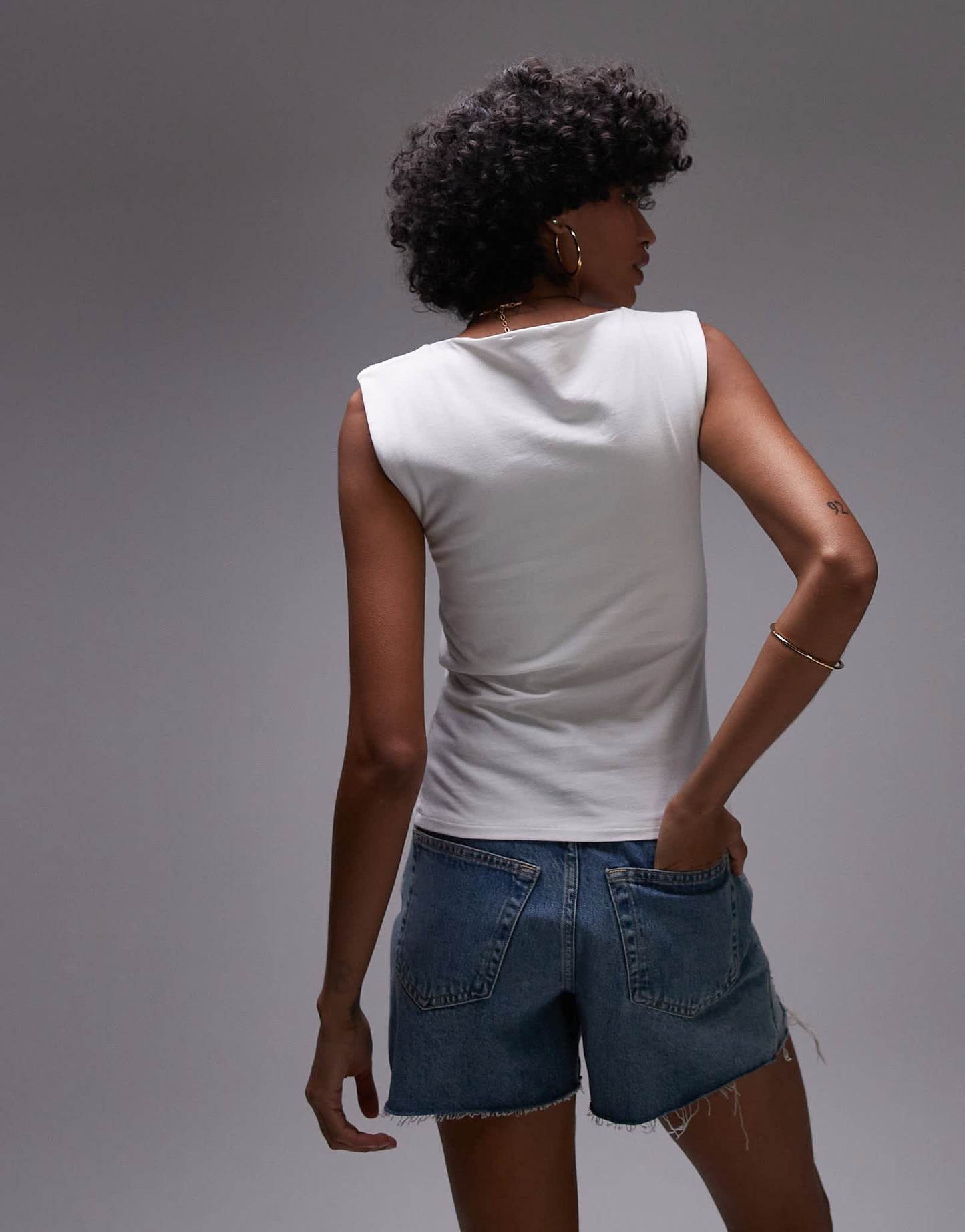 Topshop knot shoulder tank in ivory