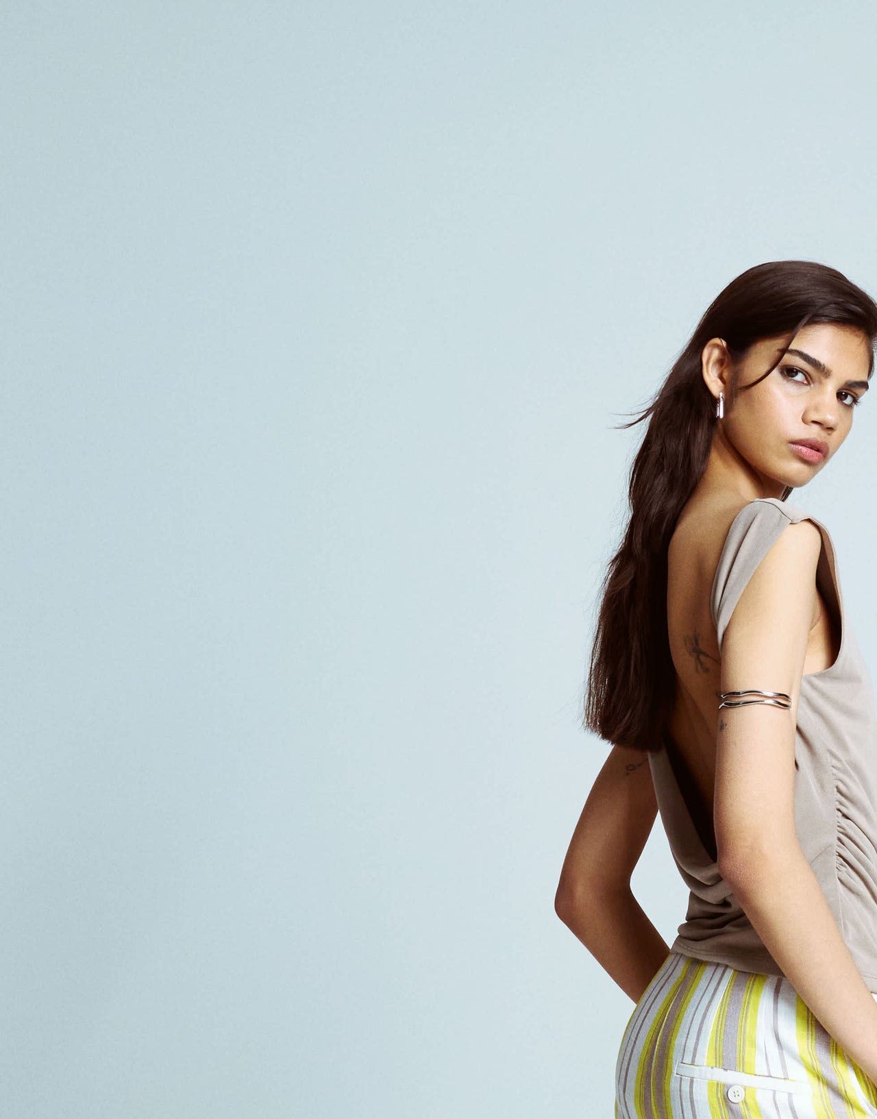 Topshop cupro cowl back tank top in taupe