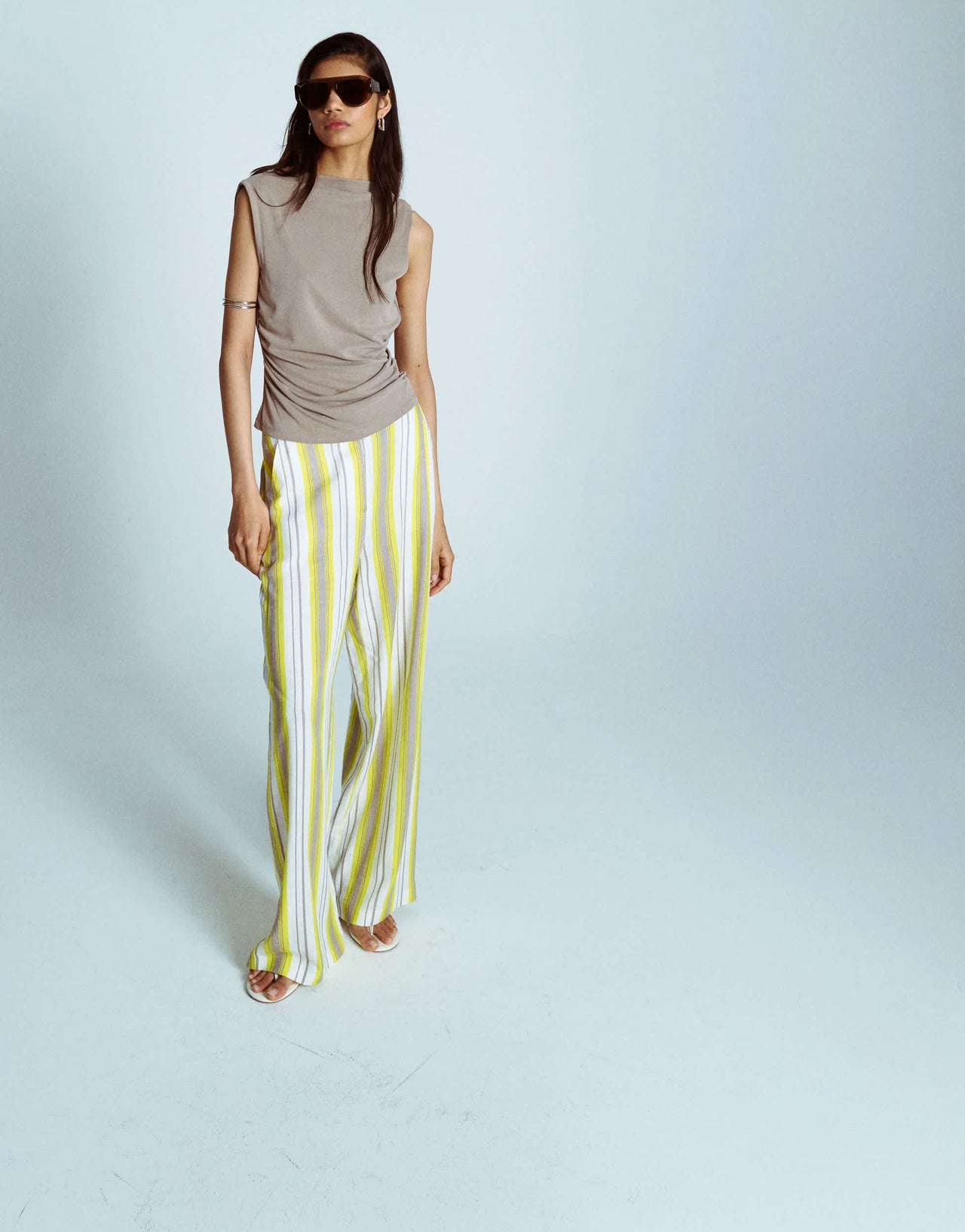 Topshop cupro cowl back tank top in taupe